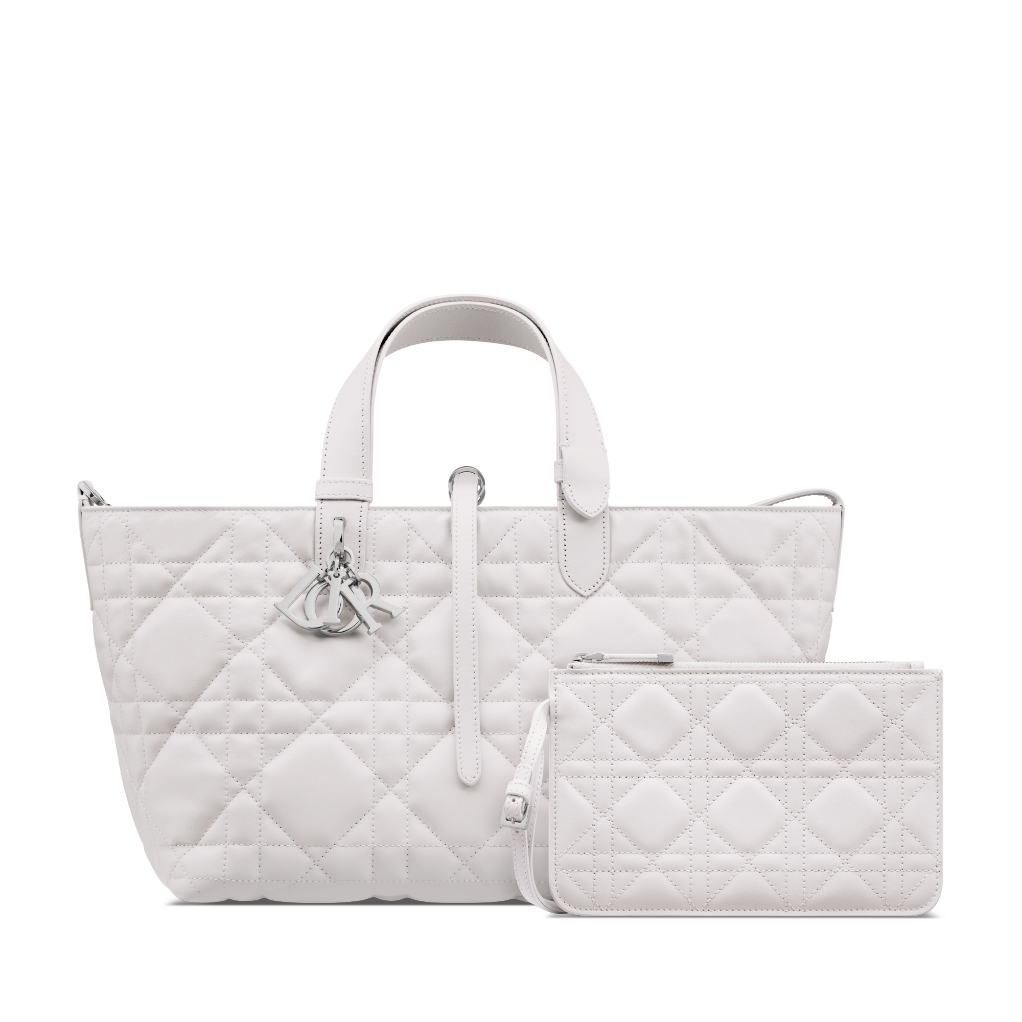 Sac Dior Toujours Medium Cuir de veau Macrocannage gris tendre E10