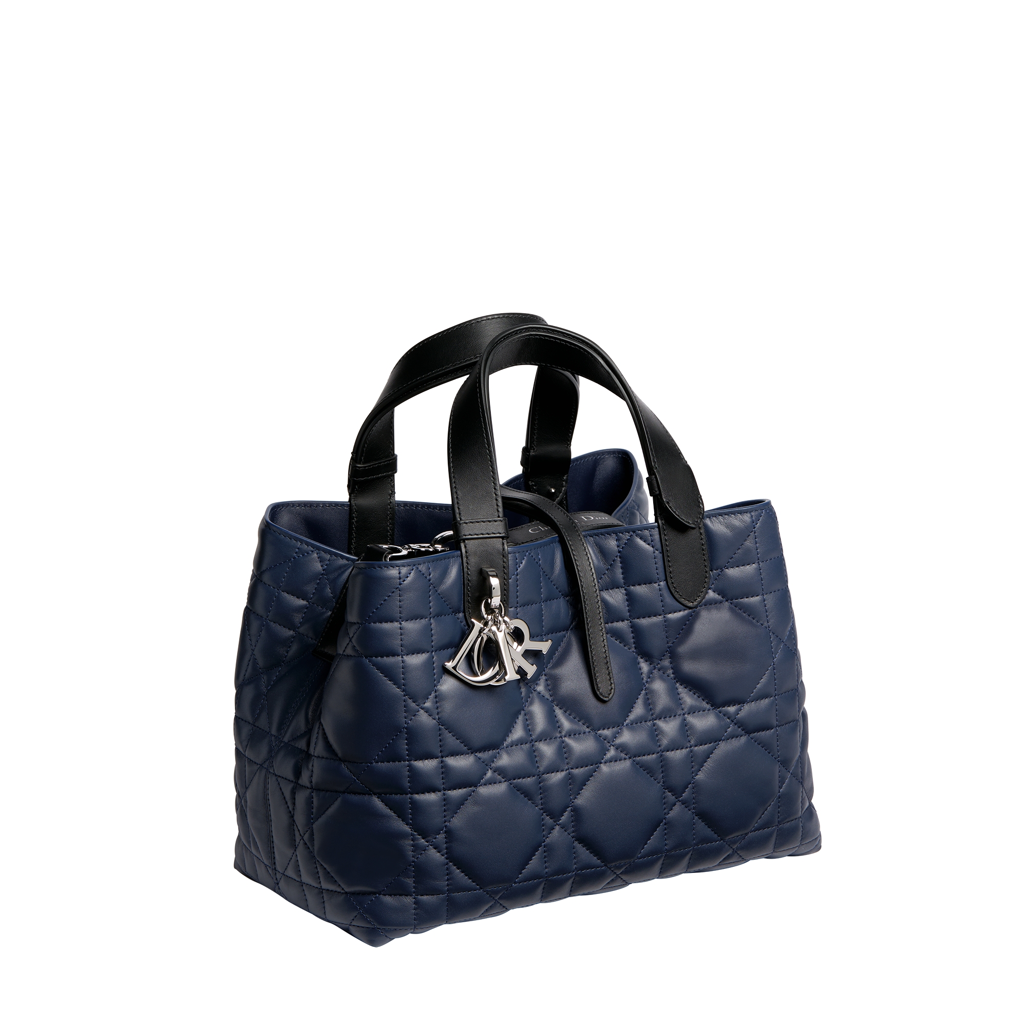 Medium Dior Toujours Bag Indaco and Black Macrocannage Calfskin E03
