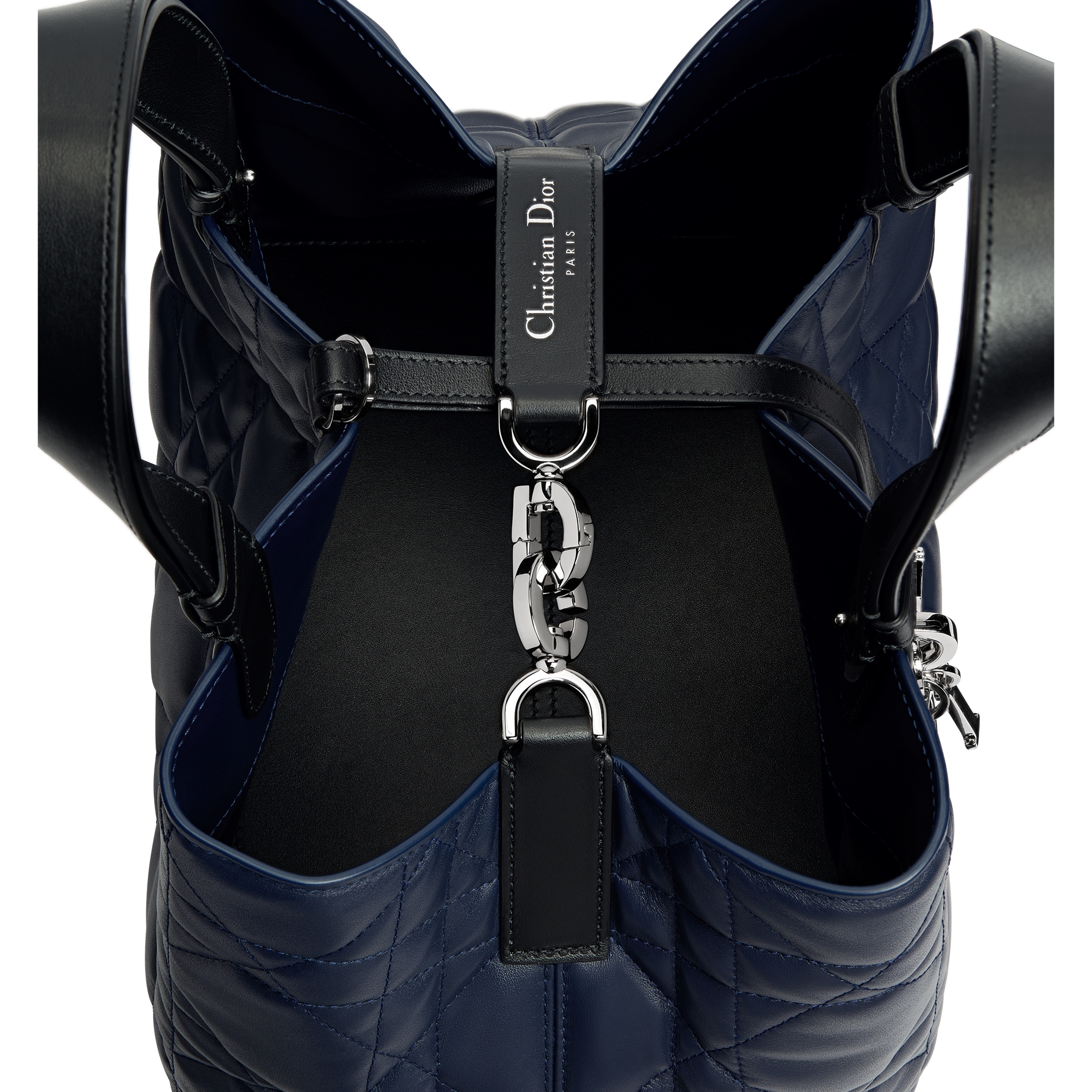 Medium Dior Toujours Bag Indaco and Black Macrocannage Calfskin E06