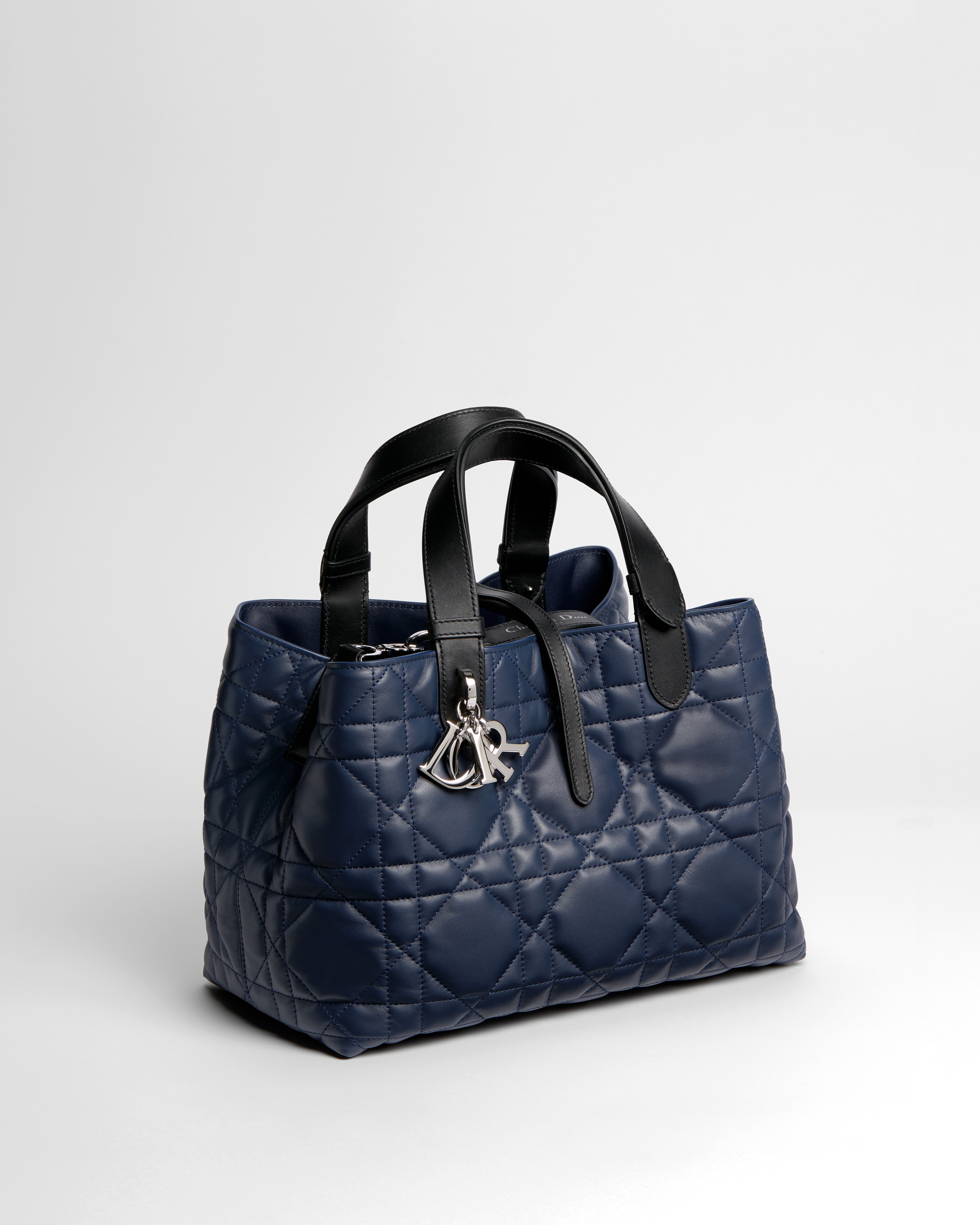 Medium Dior Toujours Bag Indaco and Black Macrocannage Calfskin E03