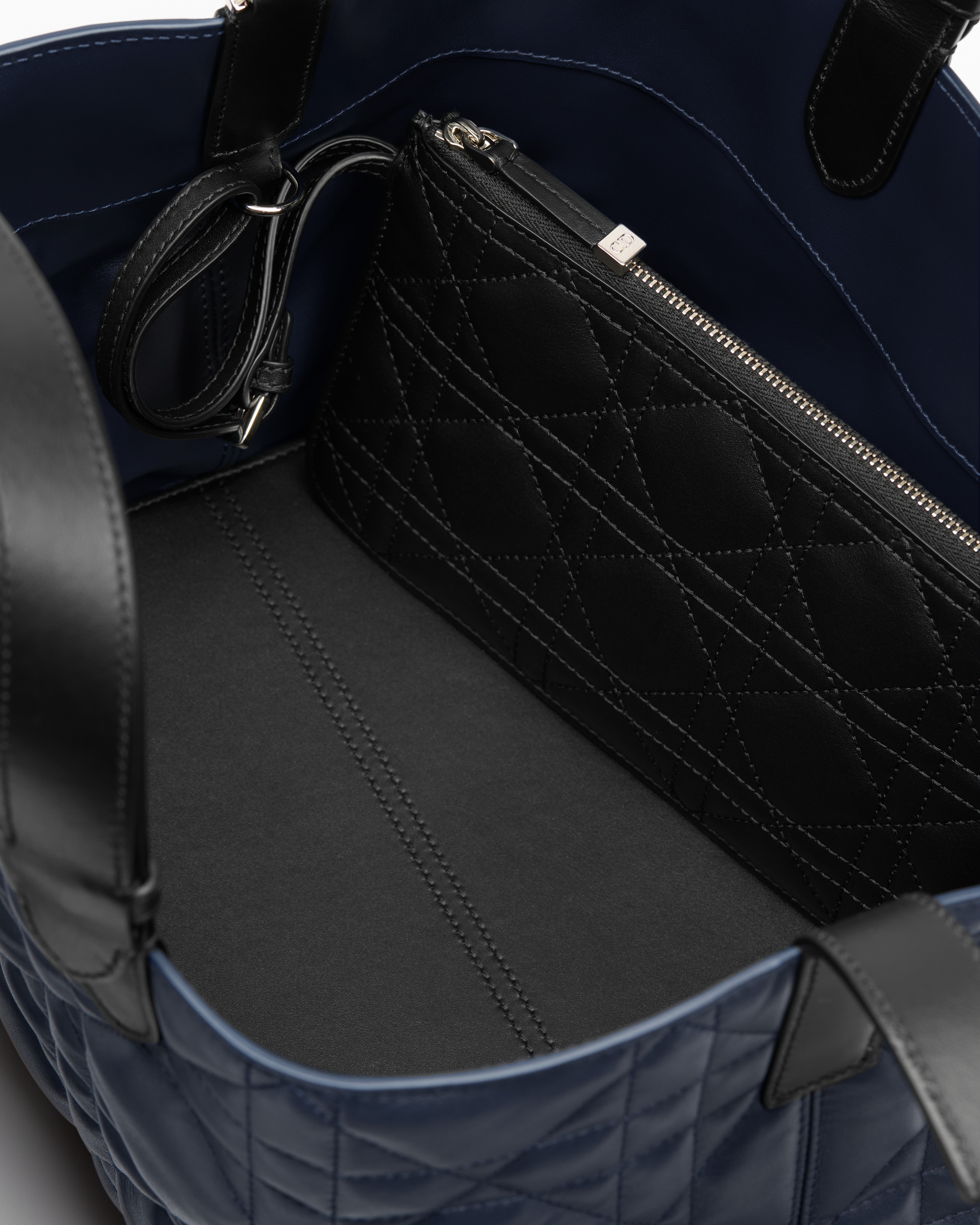 Medium Dior Toujours Bag Indaco and Black Macrocannage Calfskin E10