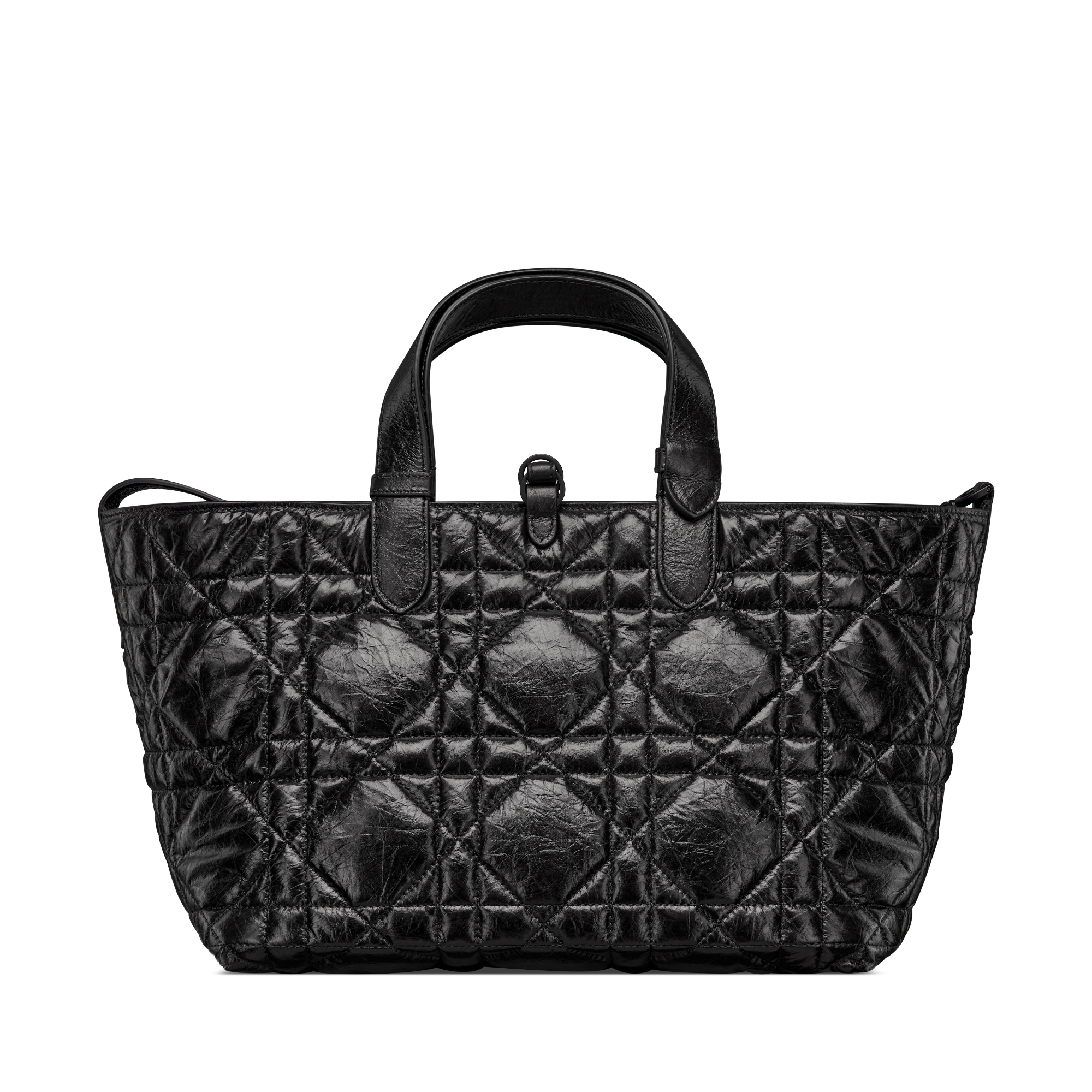 Medium Dior Toujours Bag Black Macrocannage Crinkled Calfskin E08