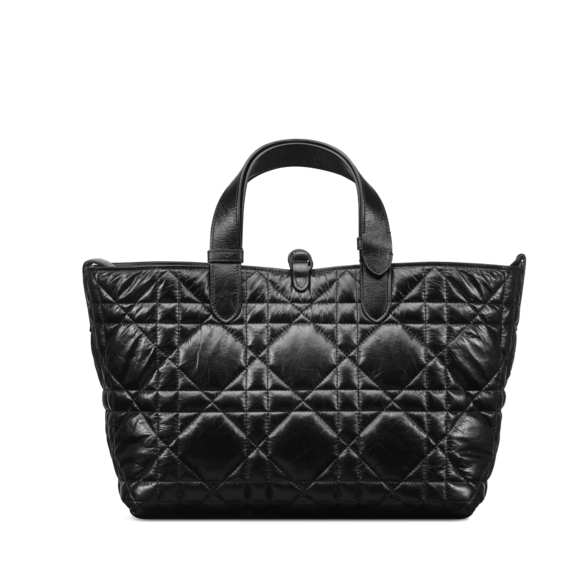 Medium Dior Toujours Bag Black Macrocannage Crinkled Calfskin E08