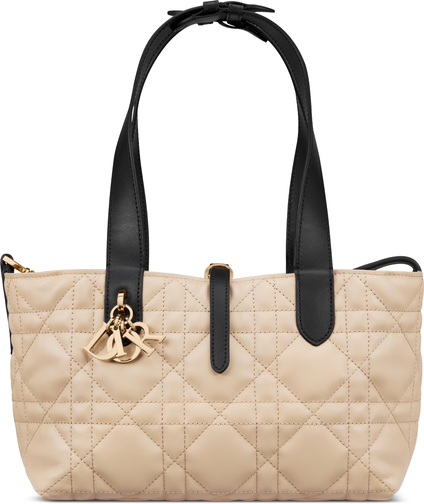 Small Dior Toujours Bag Rope Beige and Black Macrocannage Calfskin DIOR