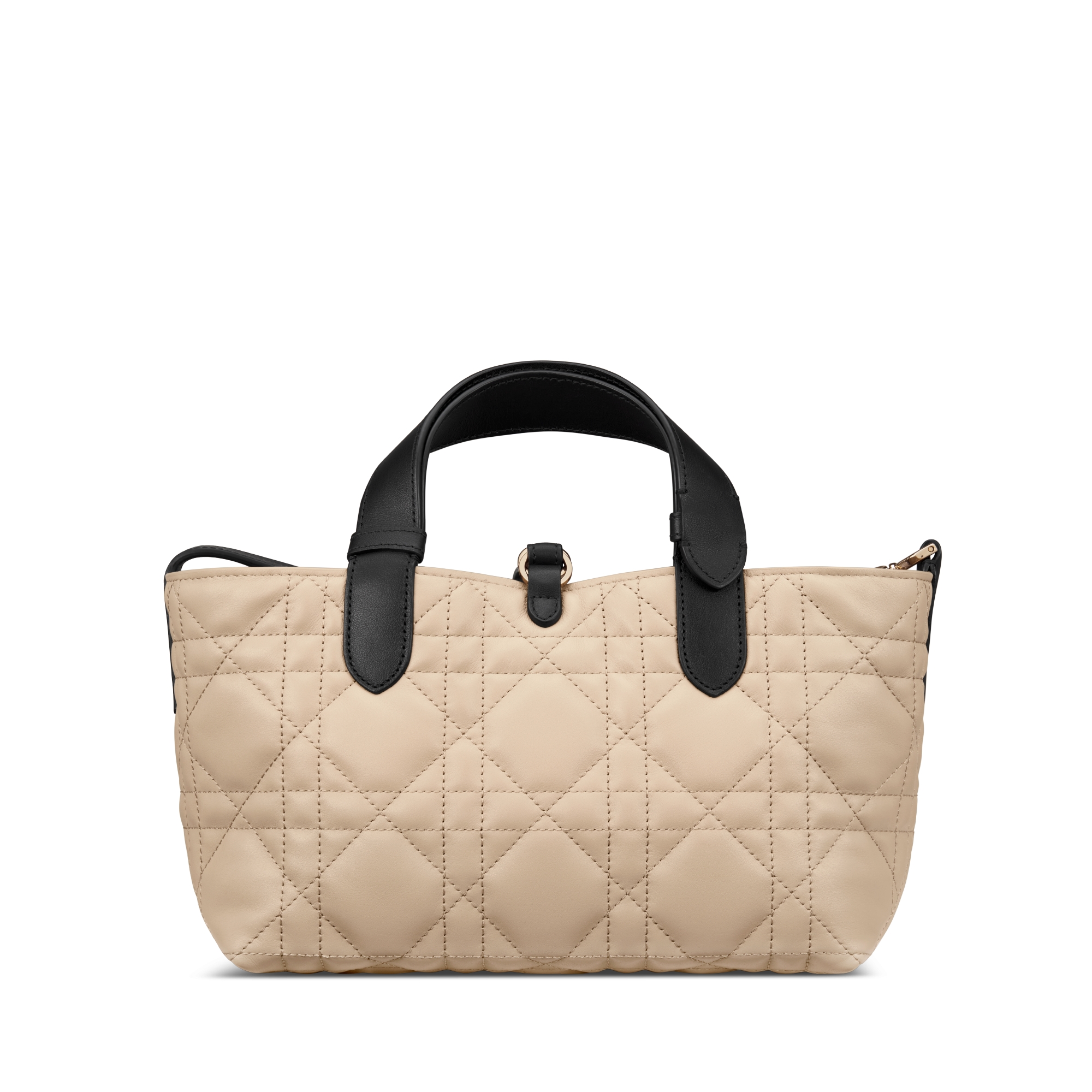 Bolsa Dior Toujours pequena Couro de vitelo Macrocannage bege-corda e preto E08