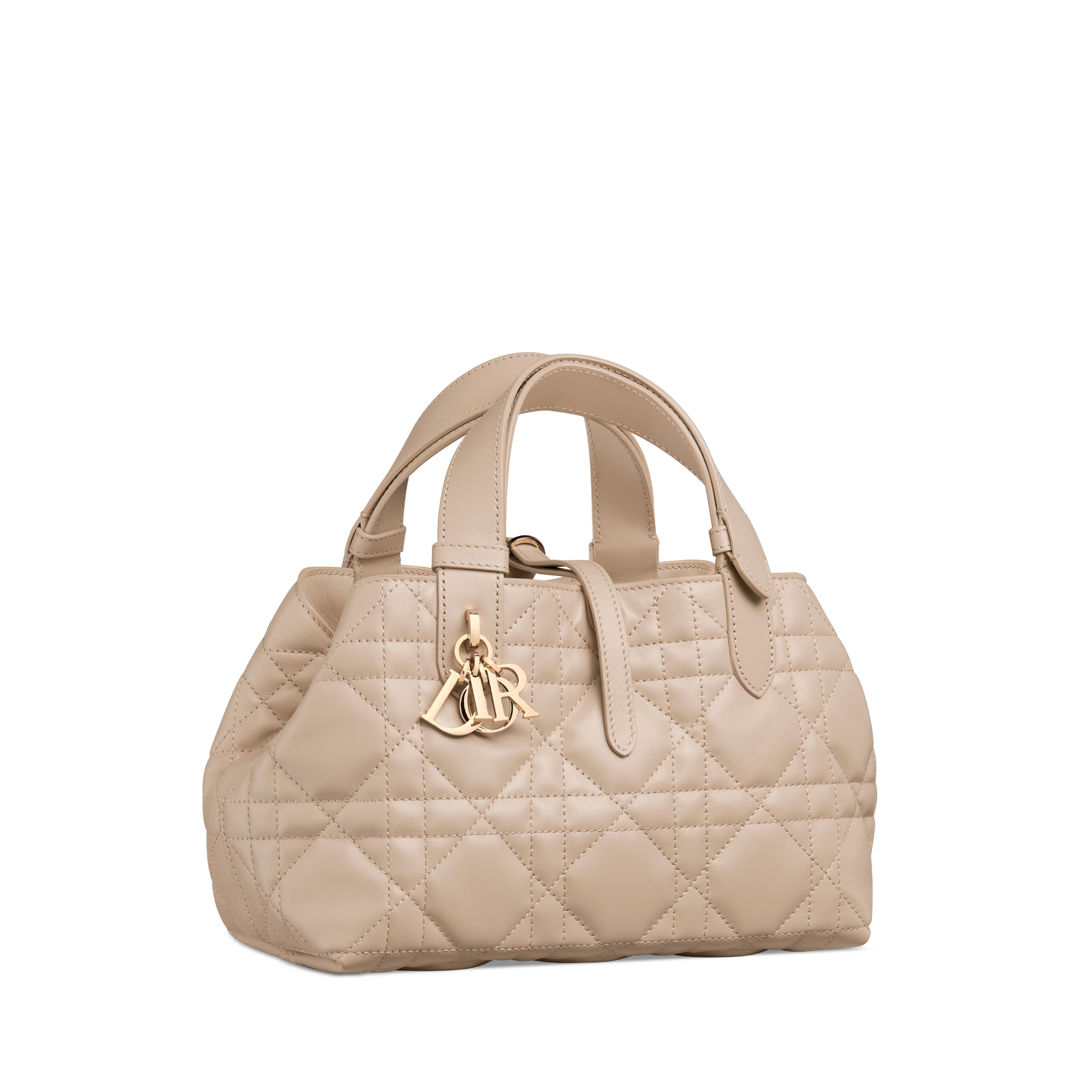 Bolsa Dior Toujours pequena Couro de vitelo Macrocannage bege-pó E03