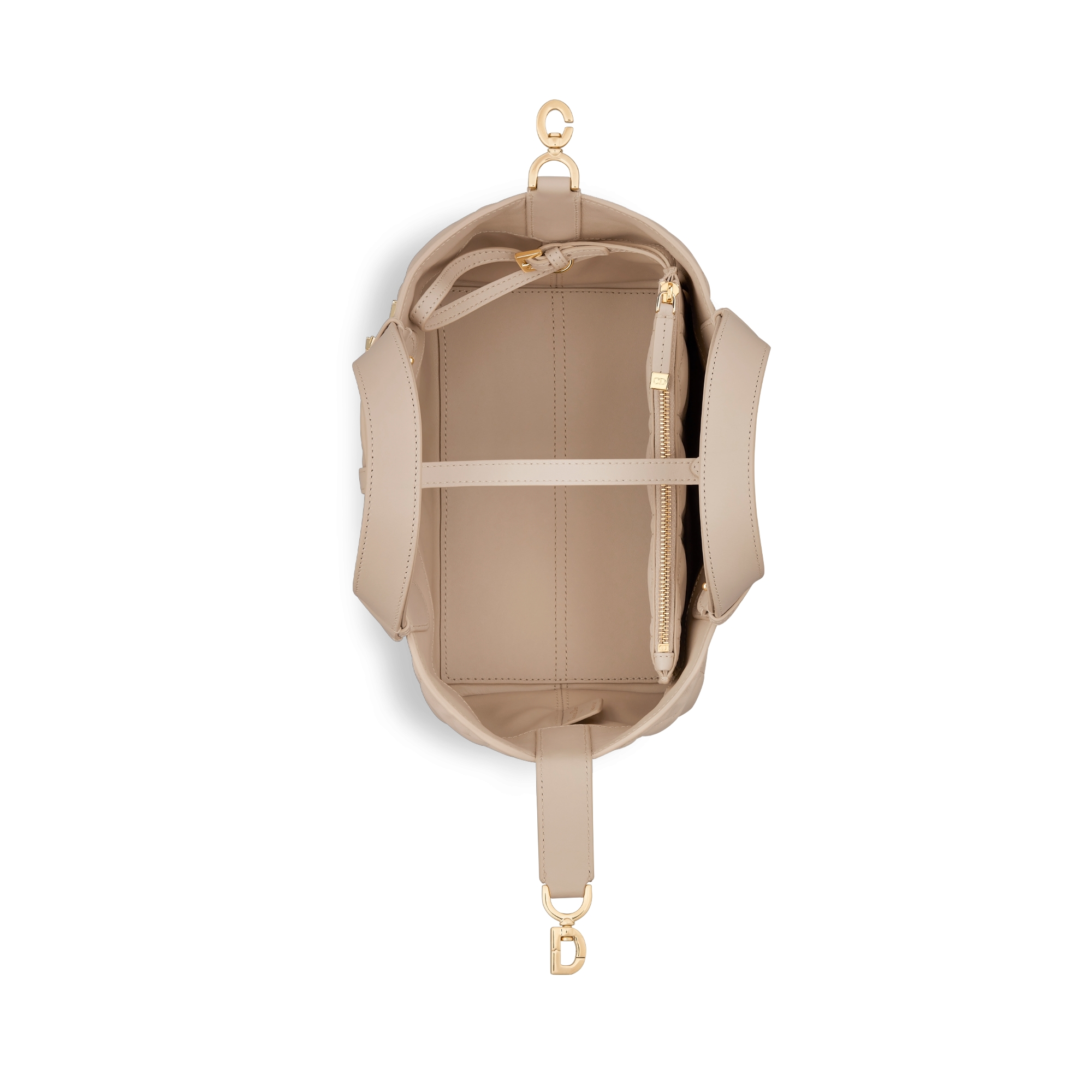 Small Dior Toujours Bag Powder Beige Macrocannage Calfskin E06