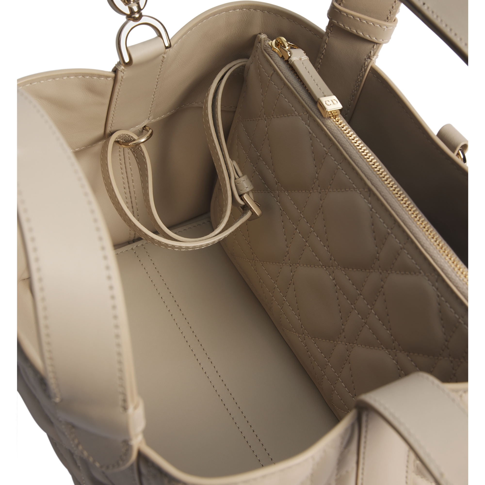 Small Dior Toujours Bag Powder Beige Macrocannage Calfskin E06