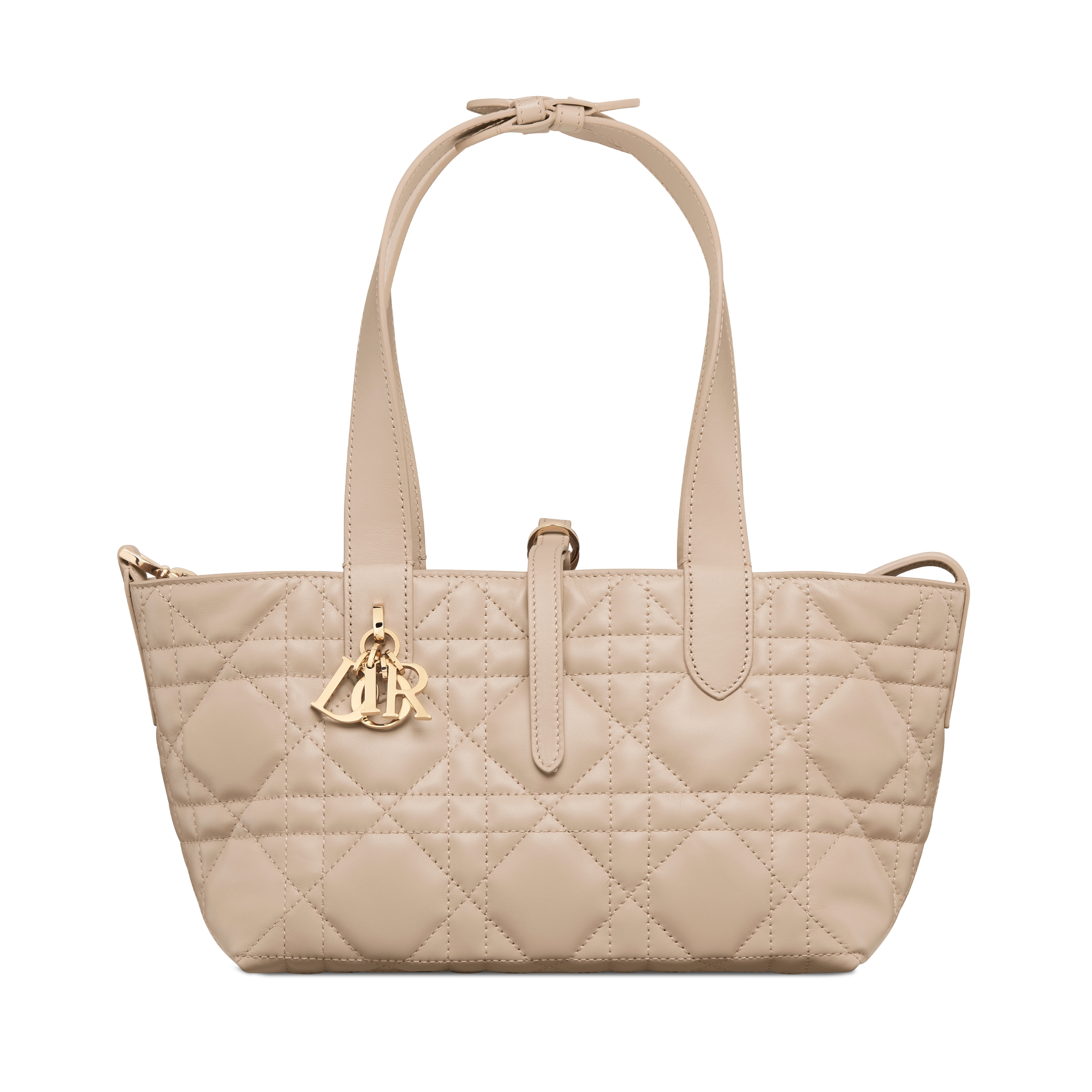 Small Dior Toujours Bag Powder Beige Macrocannage Calfskin E07