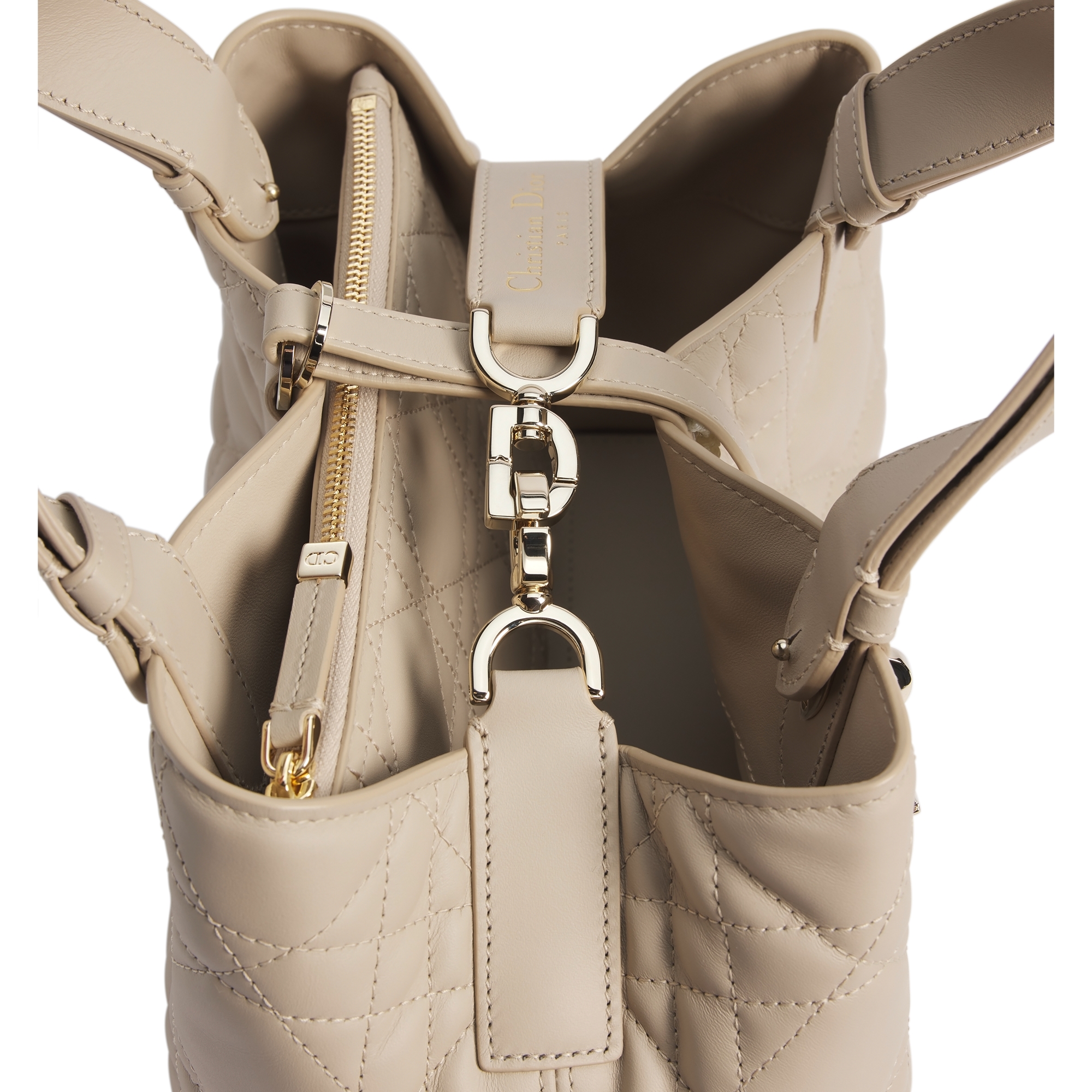 Small Dior Toujours Bag Powder Beige Macrocannage Calfskin E09