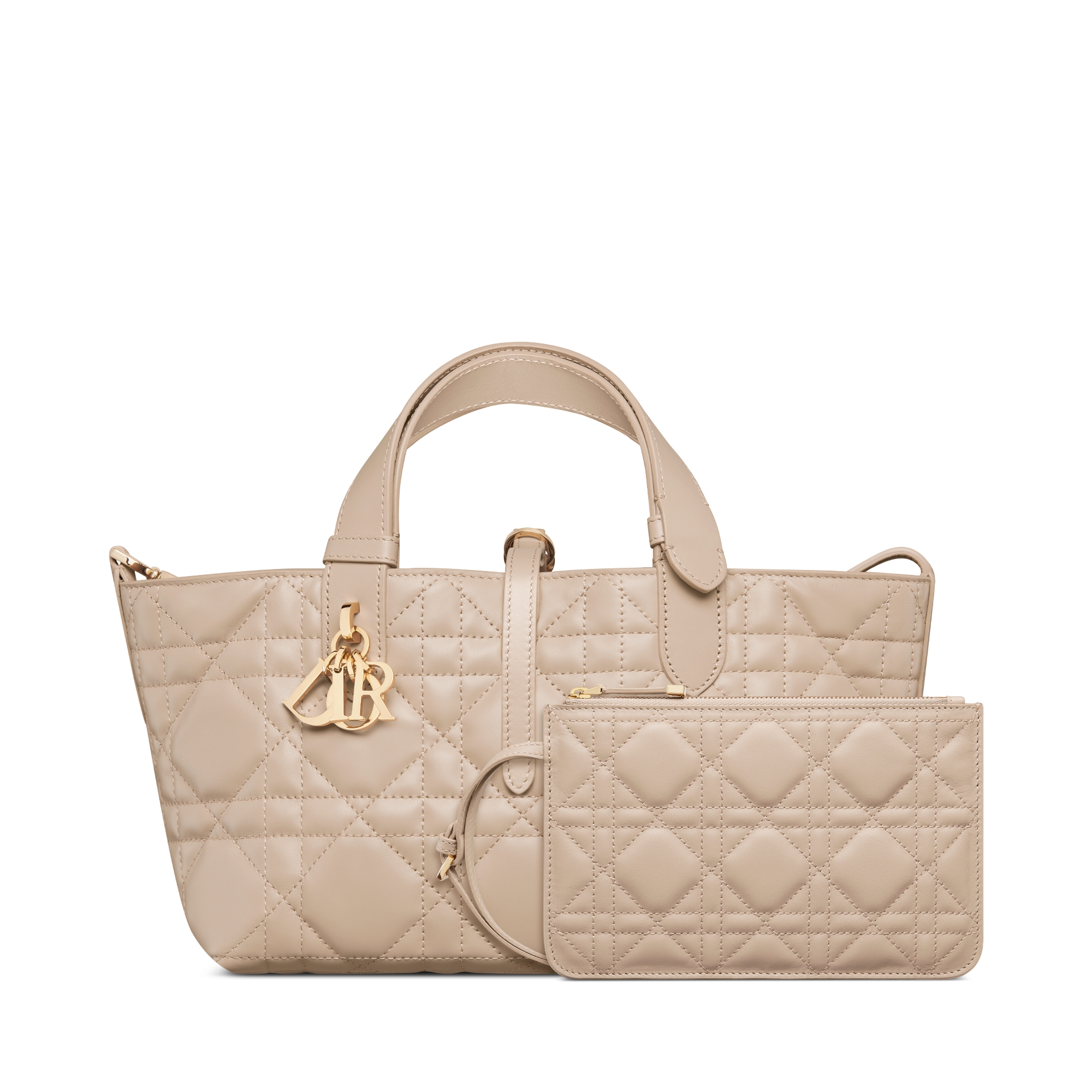 Small Dior Toujours Bag Powder Beige Macrocannage Calfskin E10