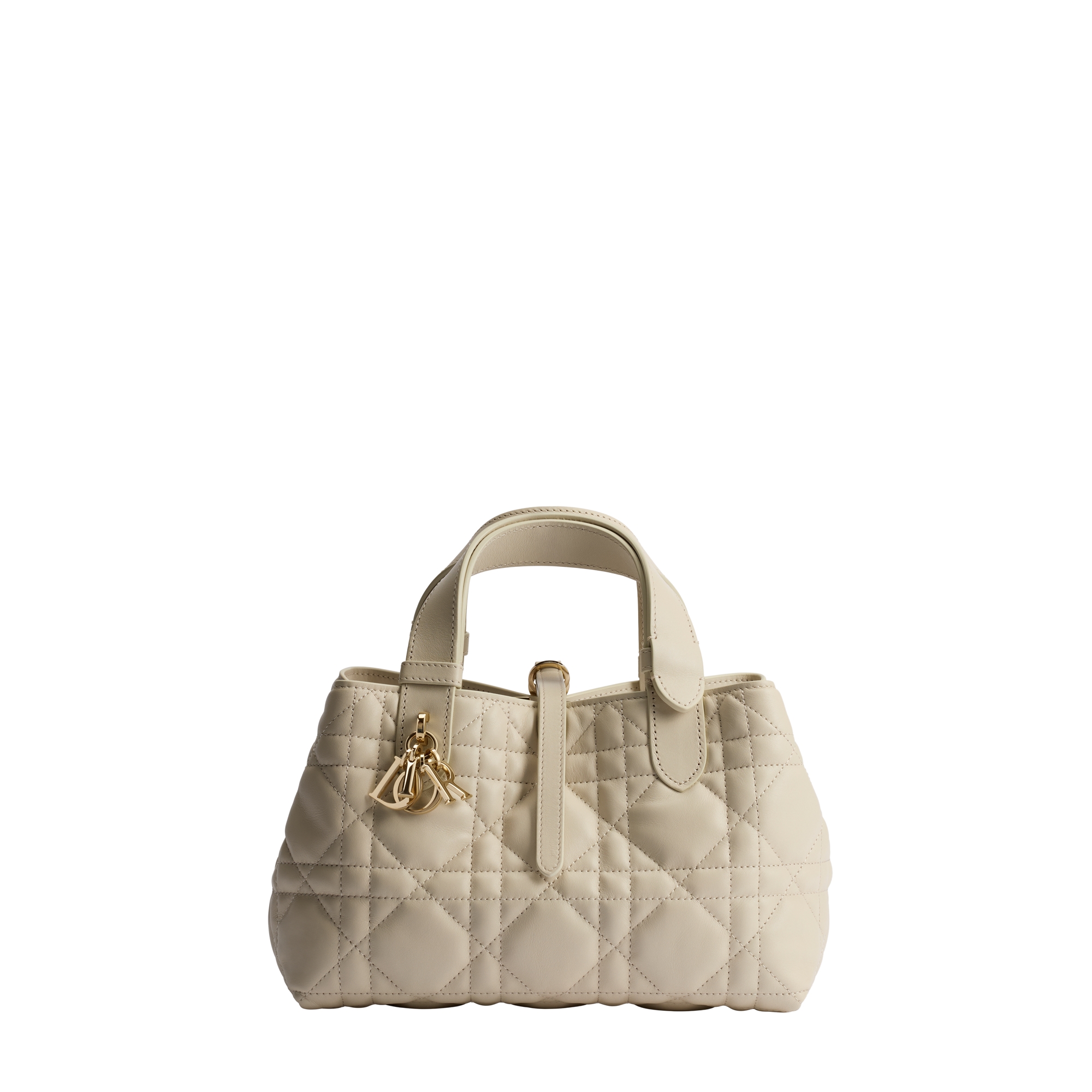  粉筆米色大型藤格紋圖案小牛皮