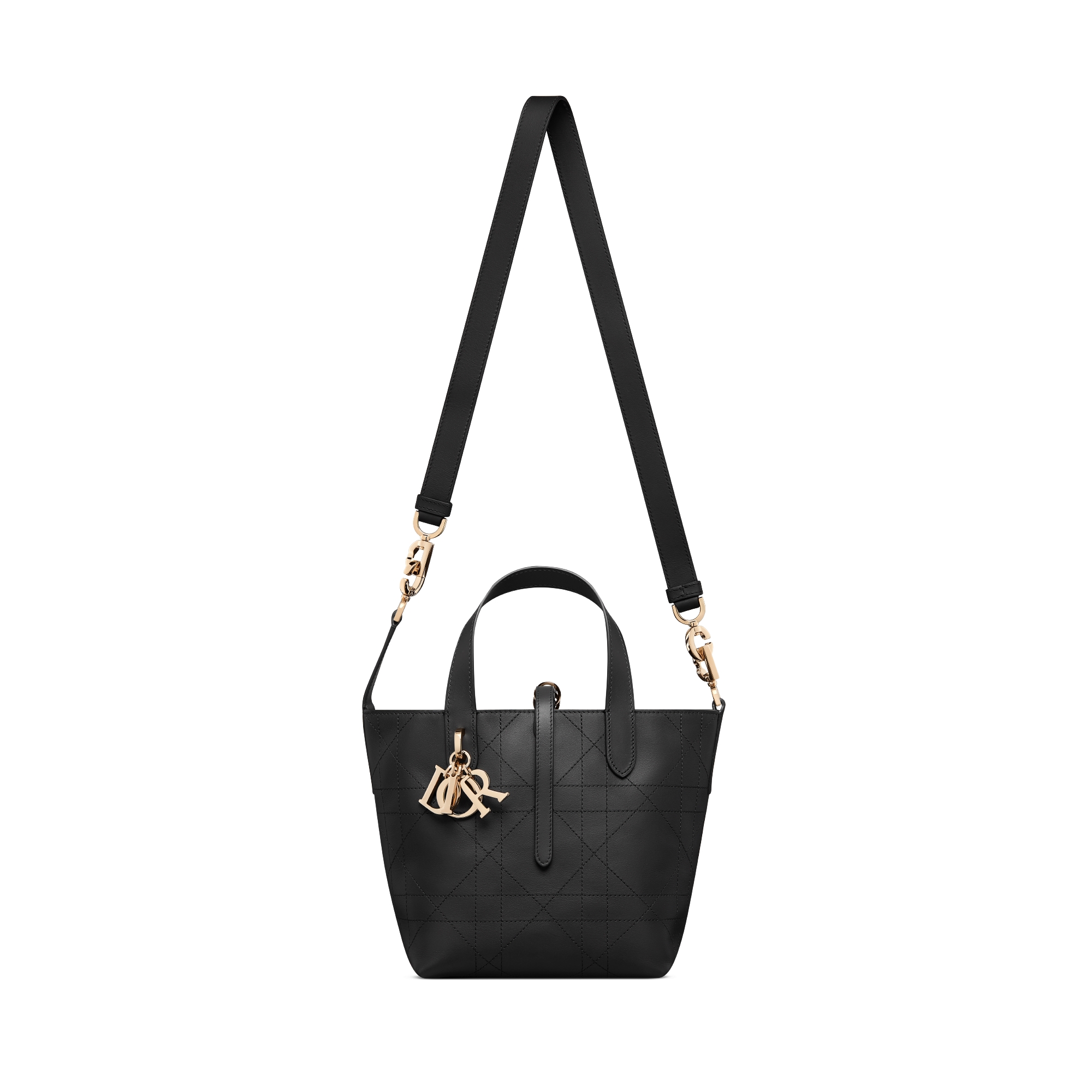 Sac cabas vertical Dior Toujours Small Cuir de veau lisse vintage Flat Macrocannage noir E07