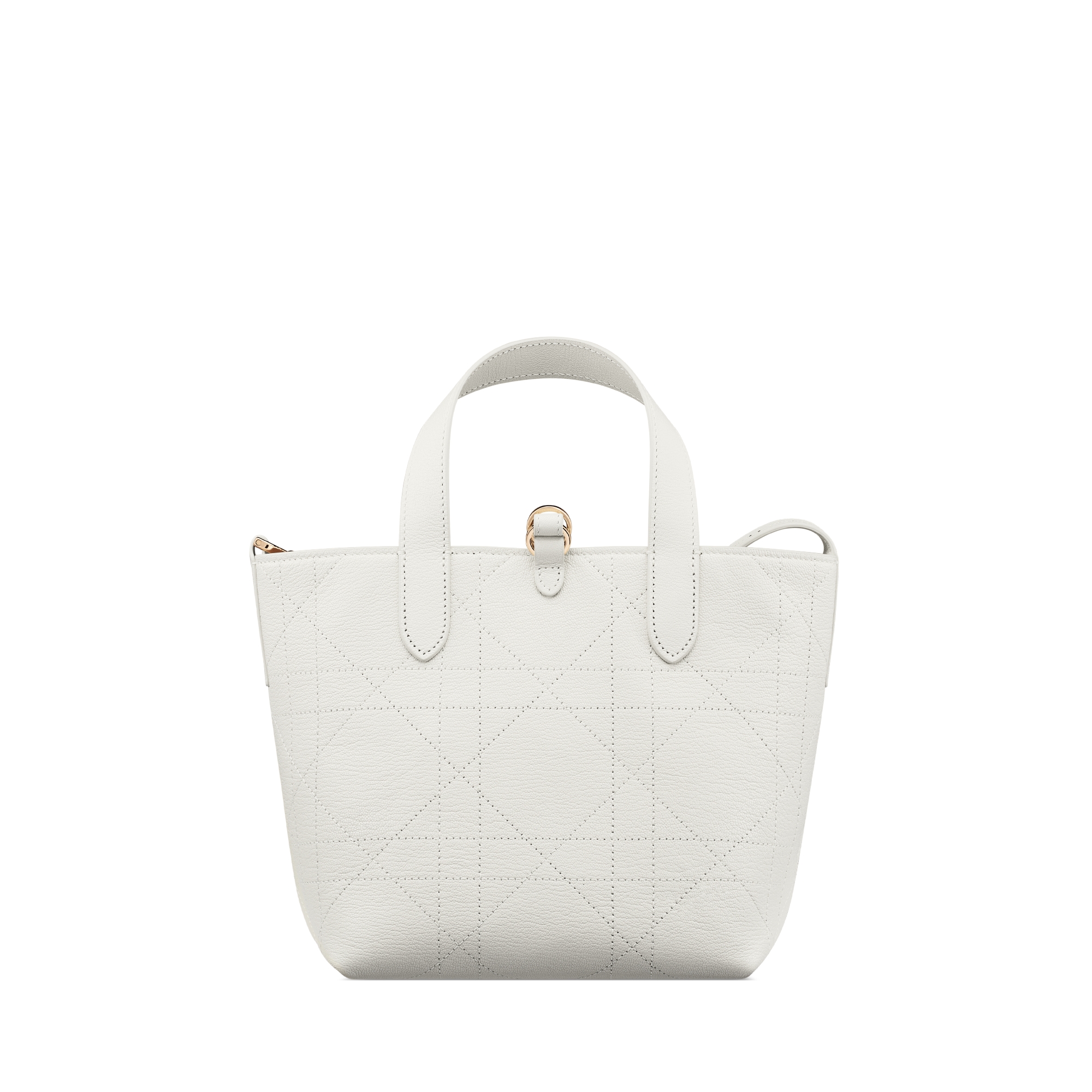 Kleine Dior Toujours verticale tote Ivoorkleurig geitenleer met Flat Macrocannage-motief E08