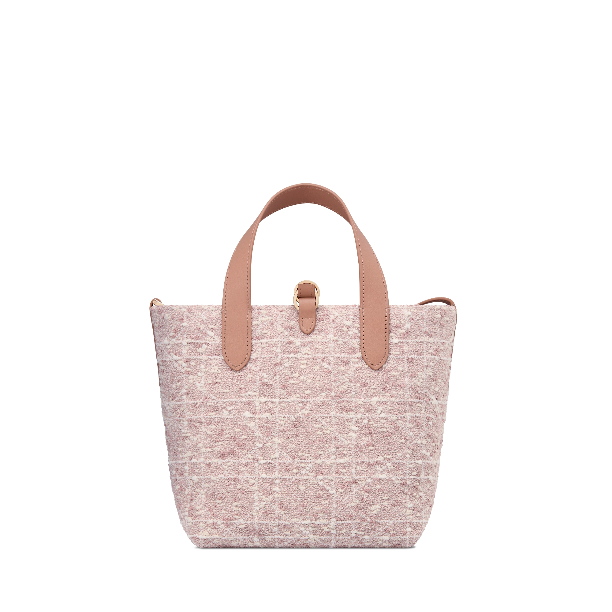 Small Dior Toujours Vertical Tote Bag Rose des Vents Tweed with White Cannage Motif E08