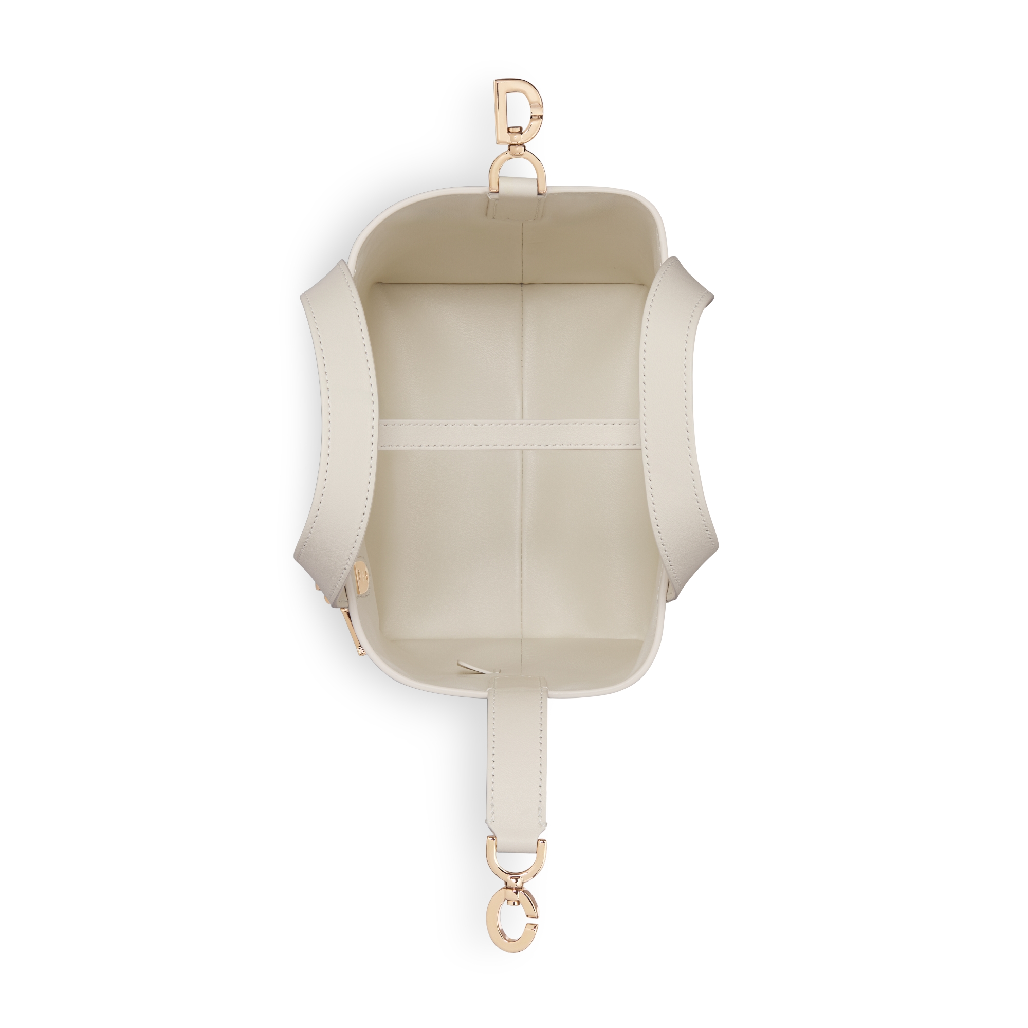 Small Dior Toujours Vertical Tote Bag Latte Calfskin with Gold-Tone Dioresque Stella Print E06