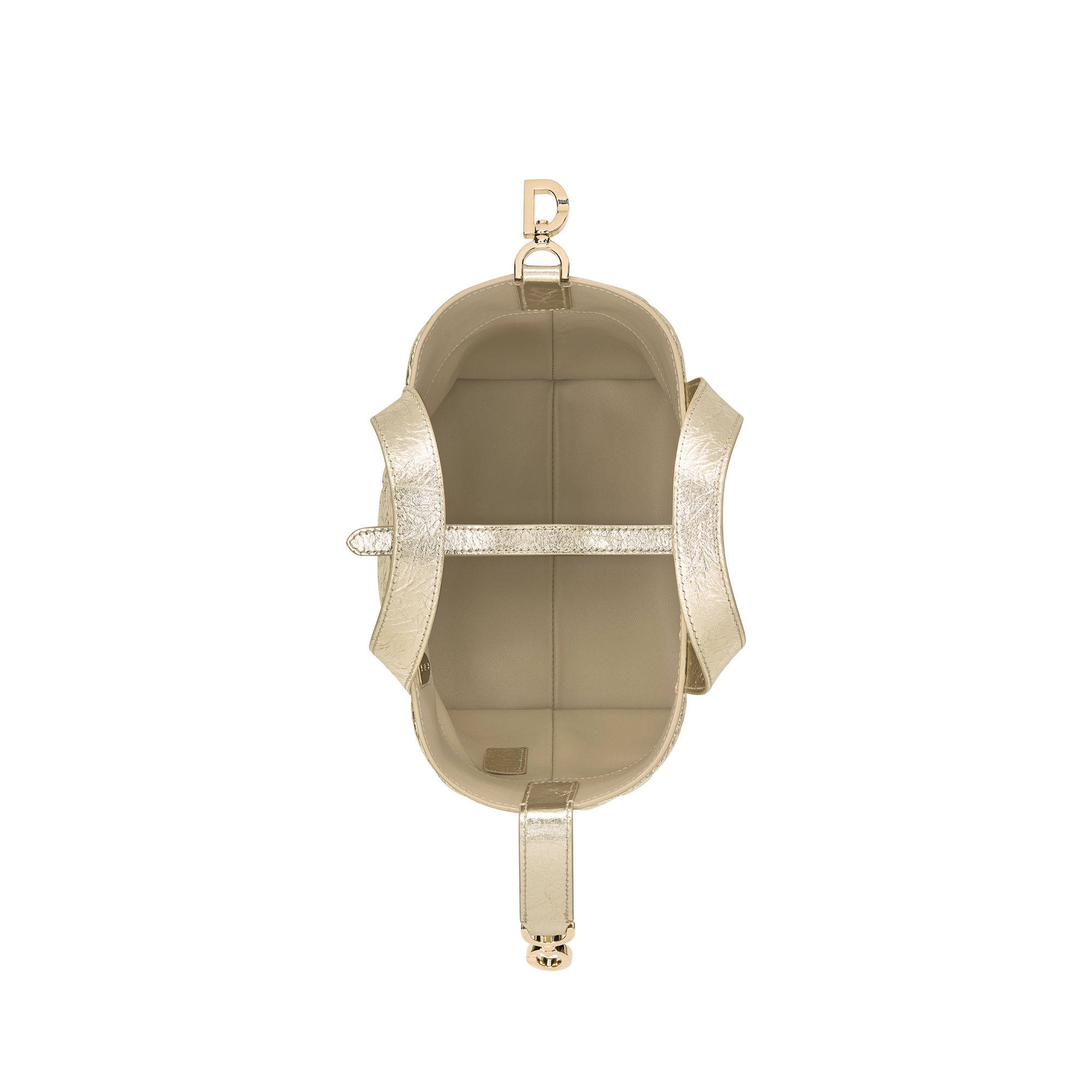 Small Dior Toujours Vertical Tote Bag Metallic Gold-Tone Semi Flat Macrocannage Crinkled Calfskin E06