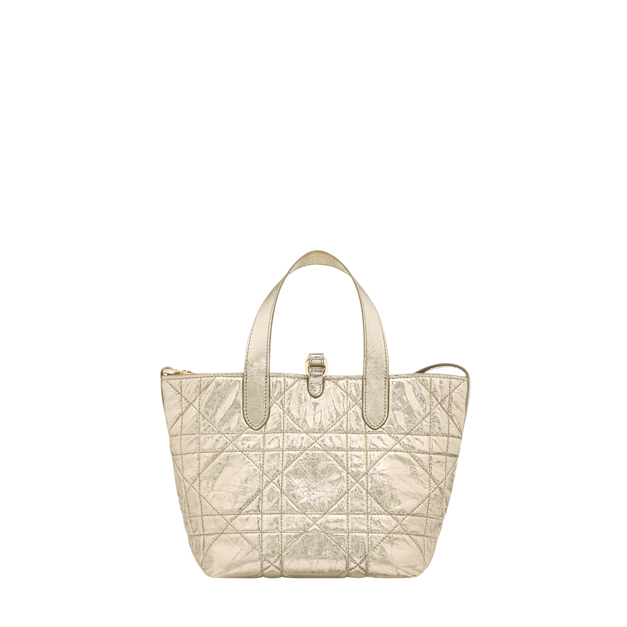 Small Dior Toujours Vertical Tote Bag Metallic Gold-Tone Semi Flat Macrocannage Crinkled Calfskin E08