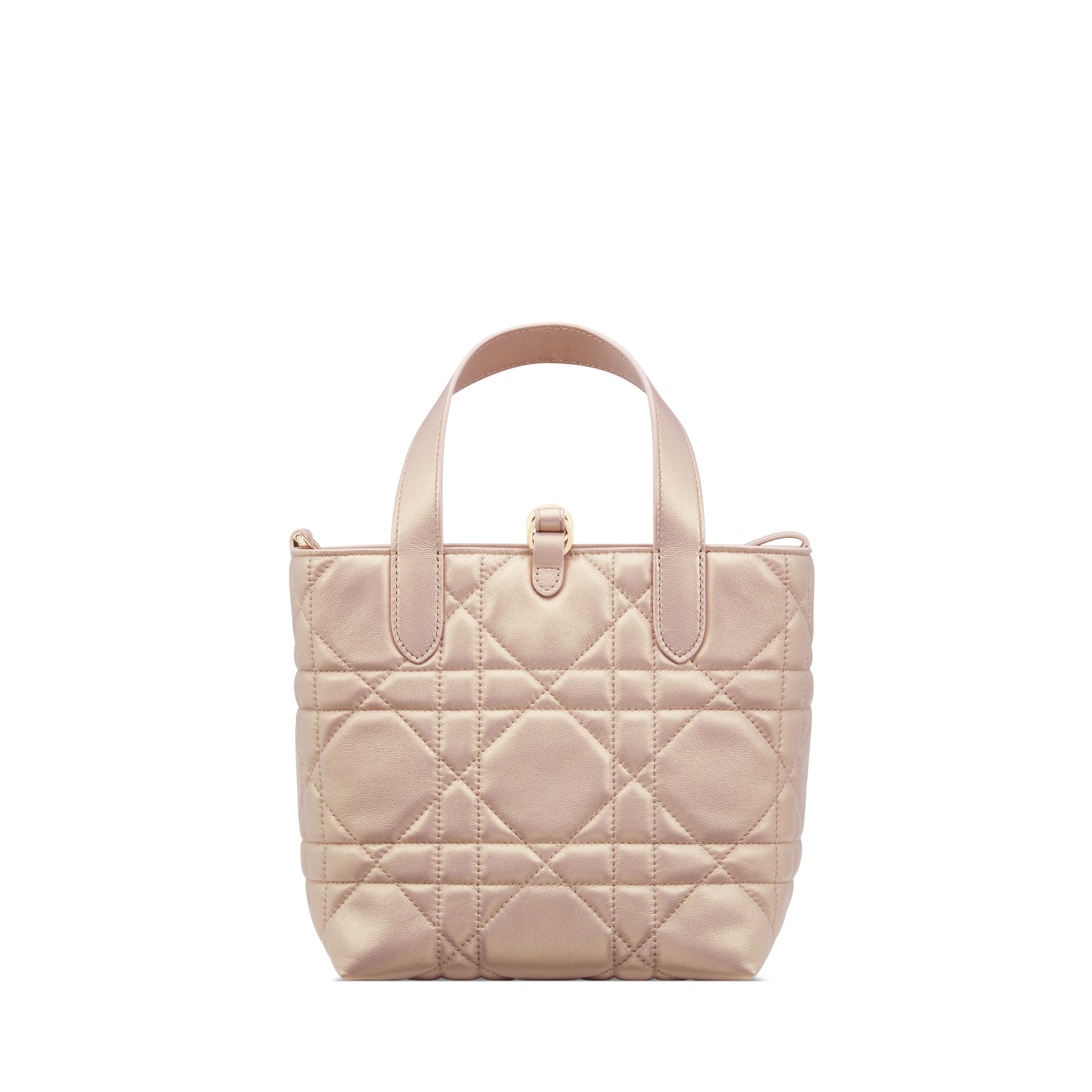 Small Dior Toujours Vertical Tote Bag Pearlescent Pink Macrocannage Lambskin E08