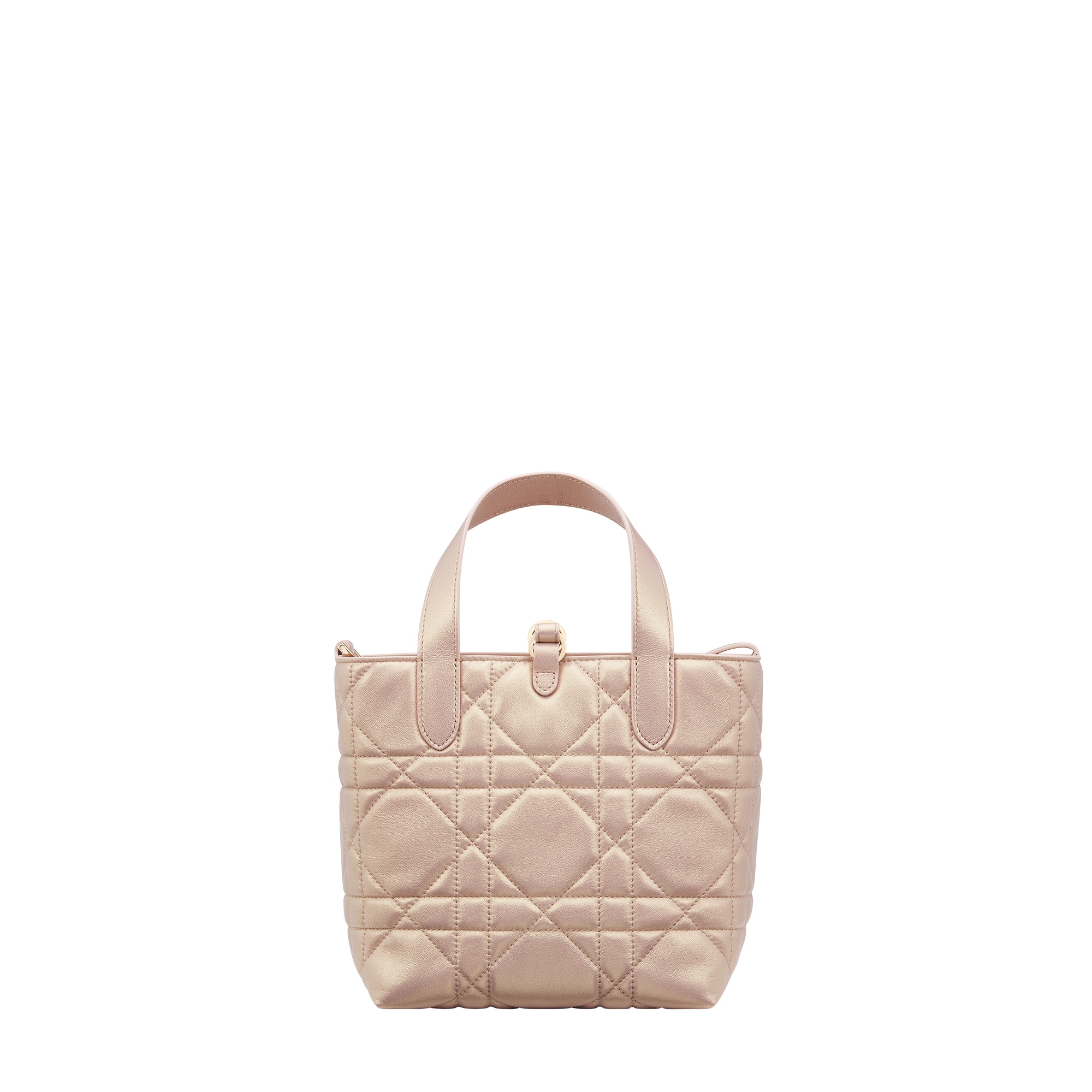 Small Dior Toujours Vertical Tote Bag Pearlescent Pink Macrocannage Lambskin E08