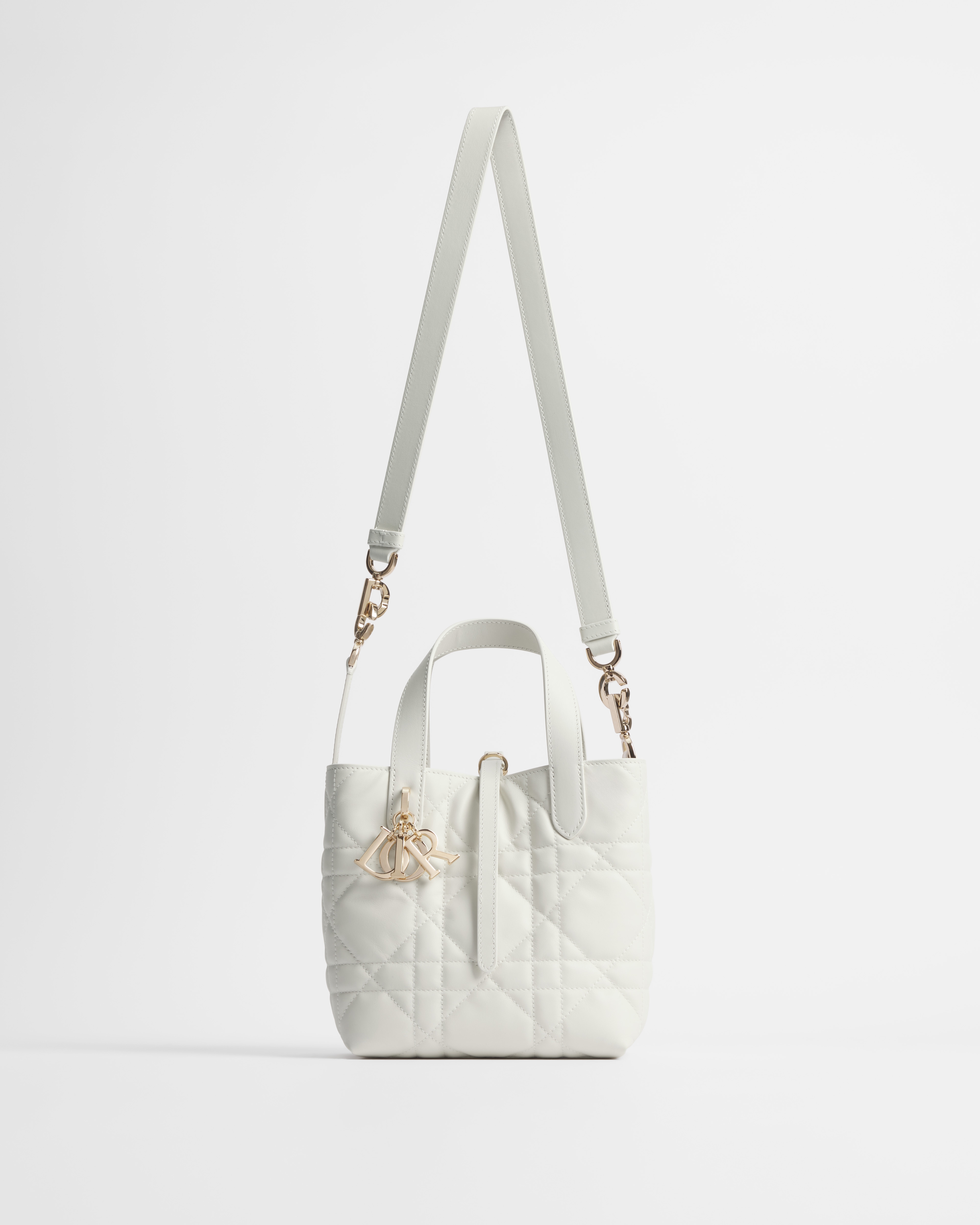 Small Dior Toujours Vertical Tote Bag Latte Macrocannage Calfskin E07