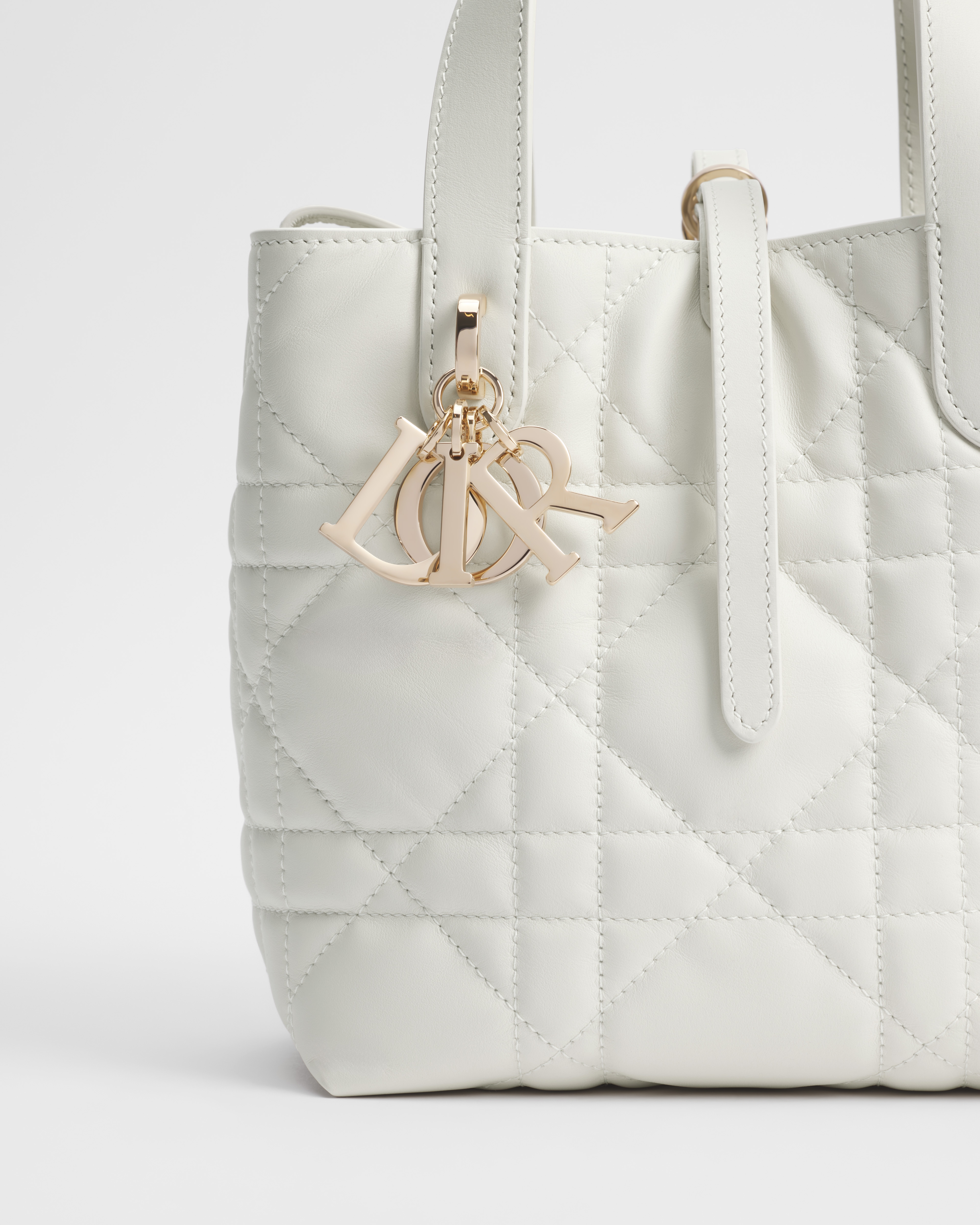 Small Dior Toujours Vertical Tote Bag Latte Macrocannage Calfskin E09