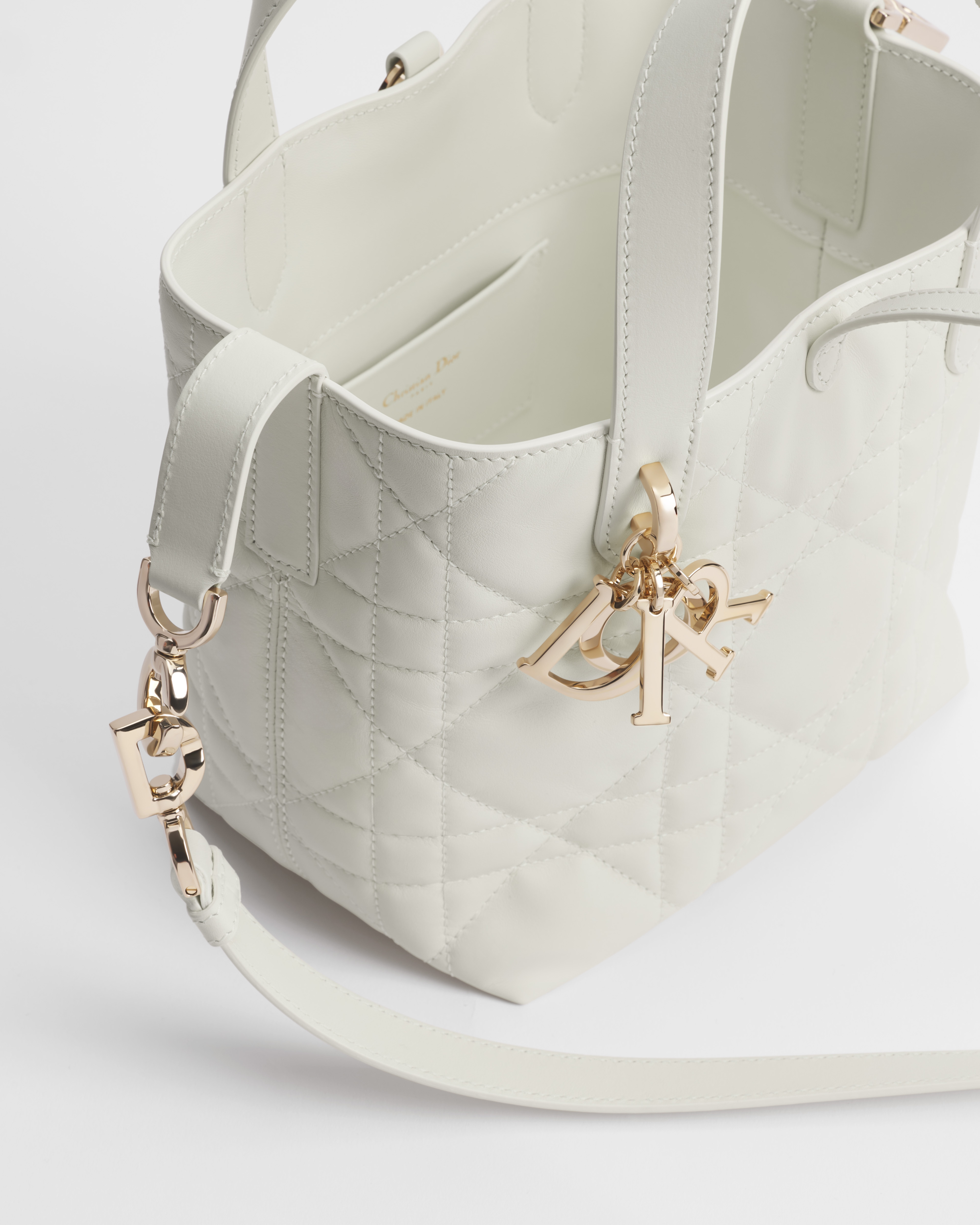 Small Dior Toujours Vertical Tote Bag Latte Macrocannage Calfskin E10