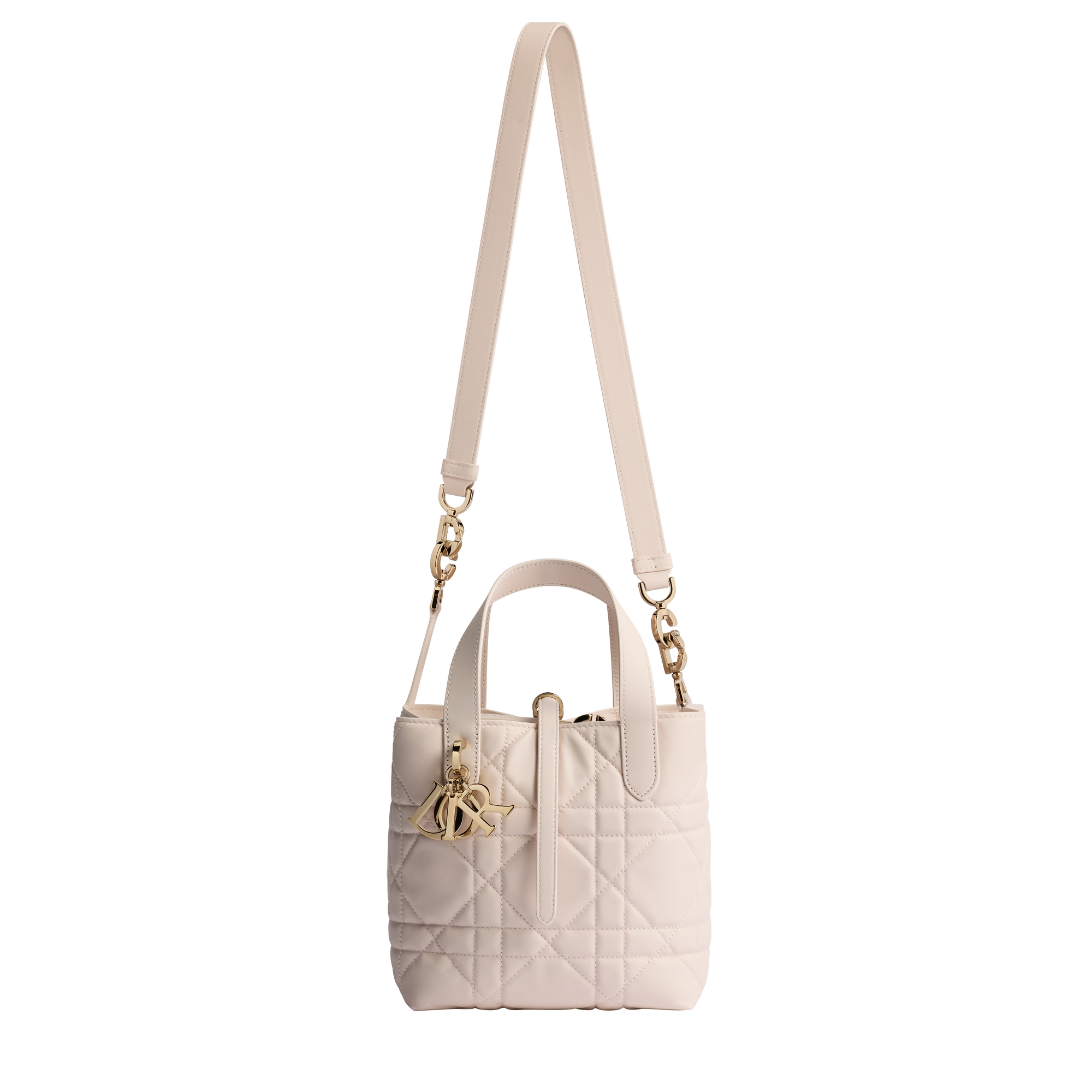 Small Dior Toujours Vertical Tote Bag Ballet Pink Macrocannage Calfskin E07