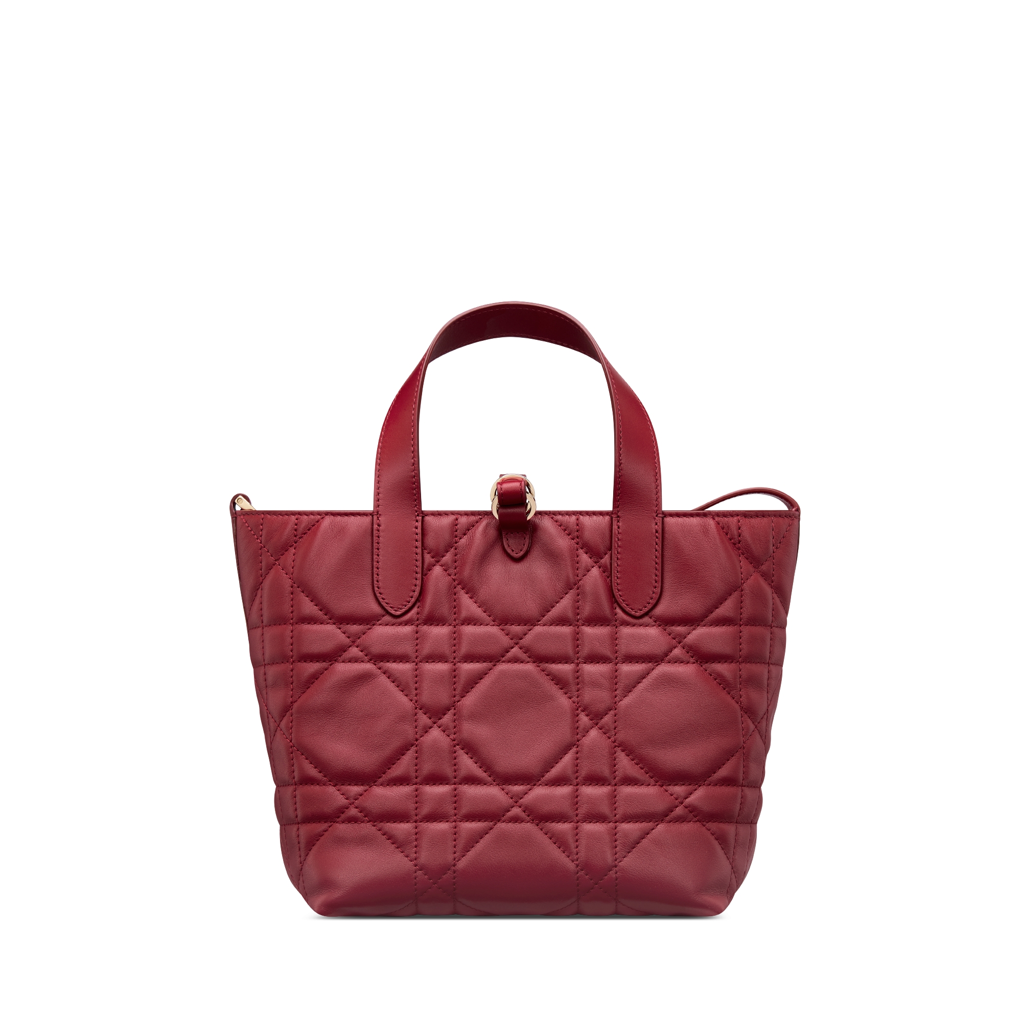 Small Dior Toujours Vertical Tote Bag Cherry Red Macrocannage Calfskin E08