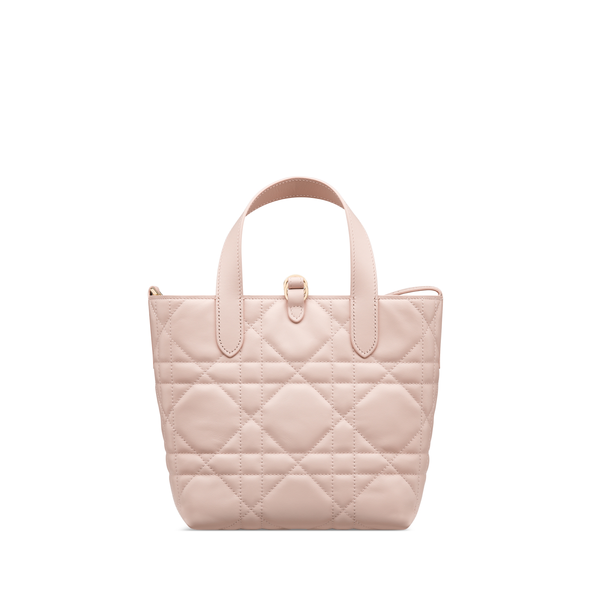 Small Dior Toujours Vertical Tote Bag Powder Pink Macrocannage Calfskin E08