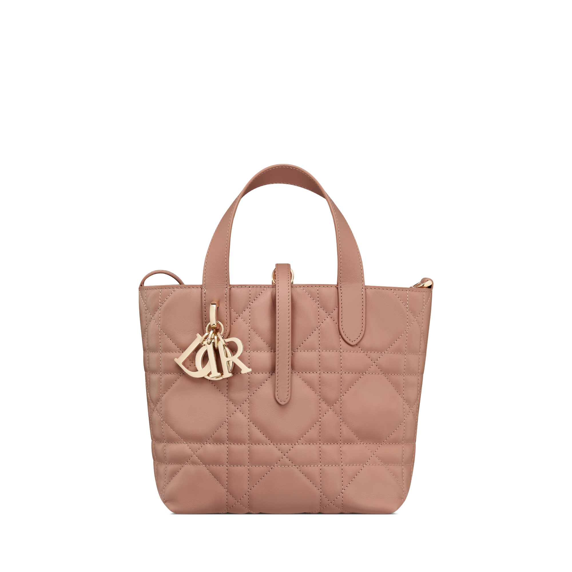 Sac cabas vertical Dior Toujours Small Cuir de veau Macrocannage couleur rose des vents E01
