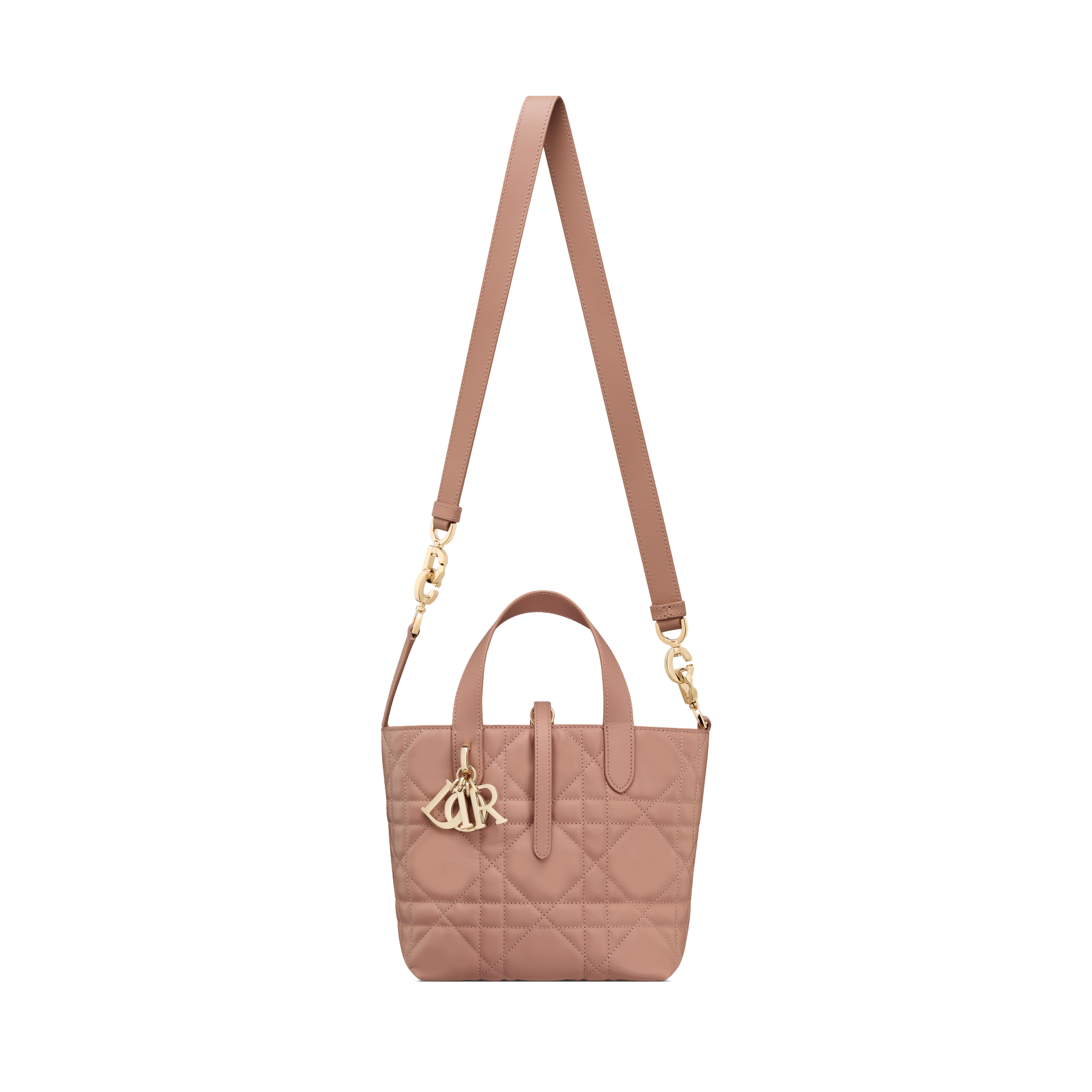 Sac cabas vertical Dior Toujours Small Cuir de veau Macrocannage couleur rose des vents E07