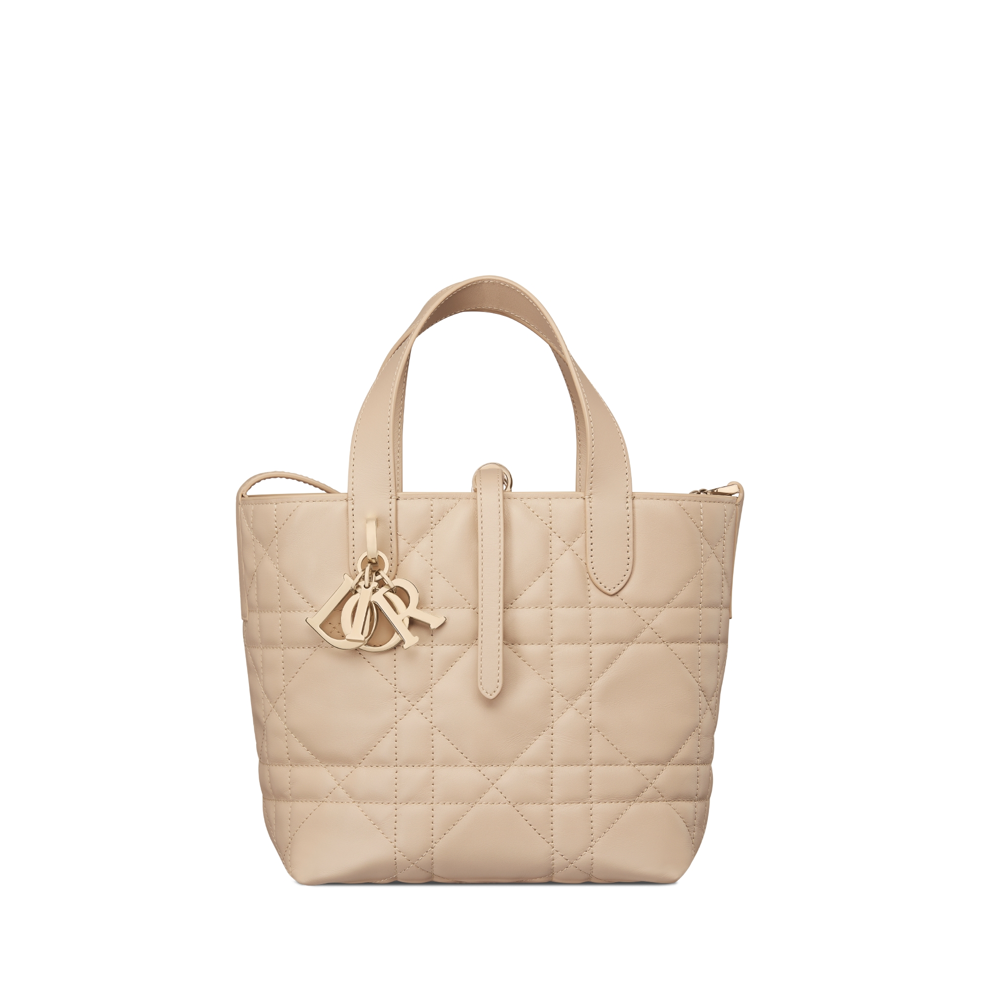 Sac cabas vertical Dior Toujours Small Cuir de veau Macrocannage beige poudre E01