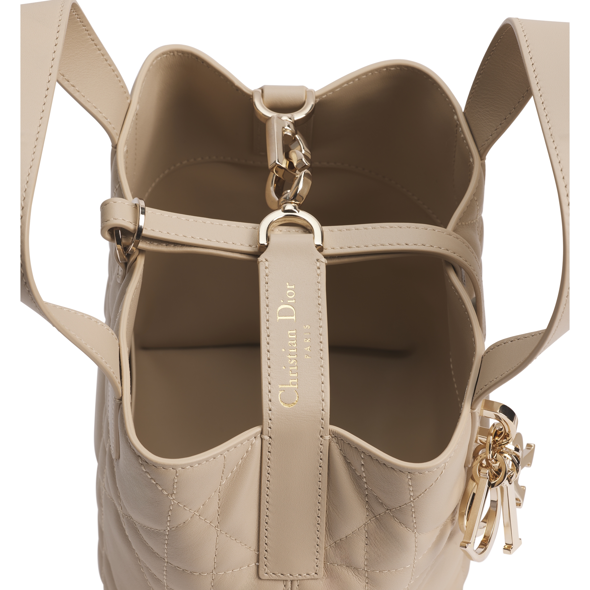 Small Dior Toujours Vertical Tote Bag Powder Beige Macrocannage Calfskin E06