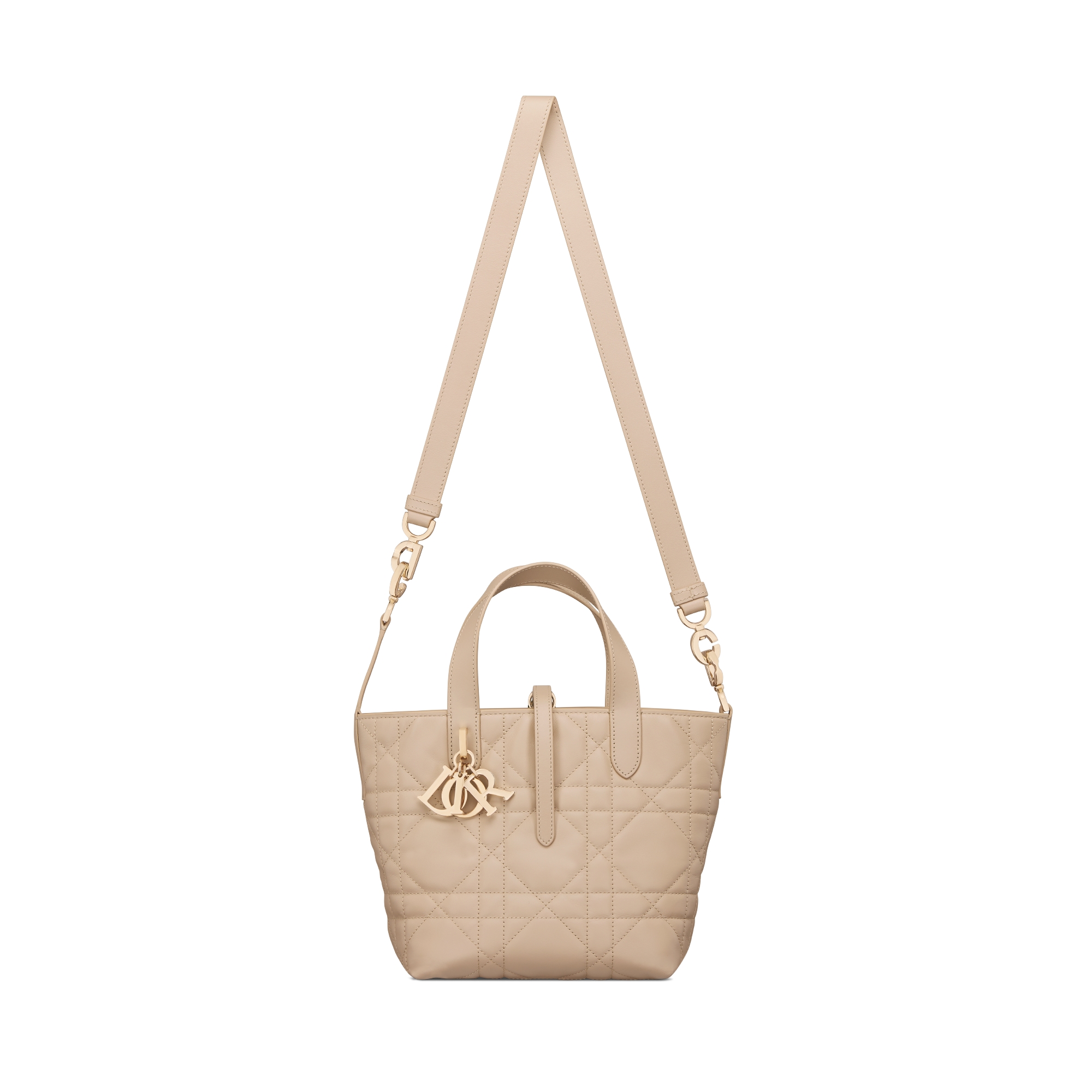 Sac cabas vertical Dior Toujours Small Cuir de veau Macrocannage beige poudre E07