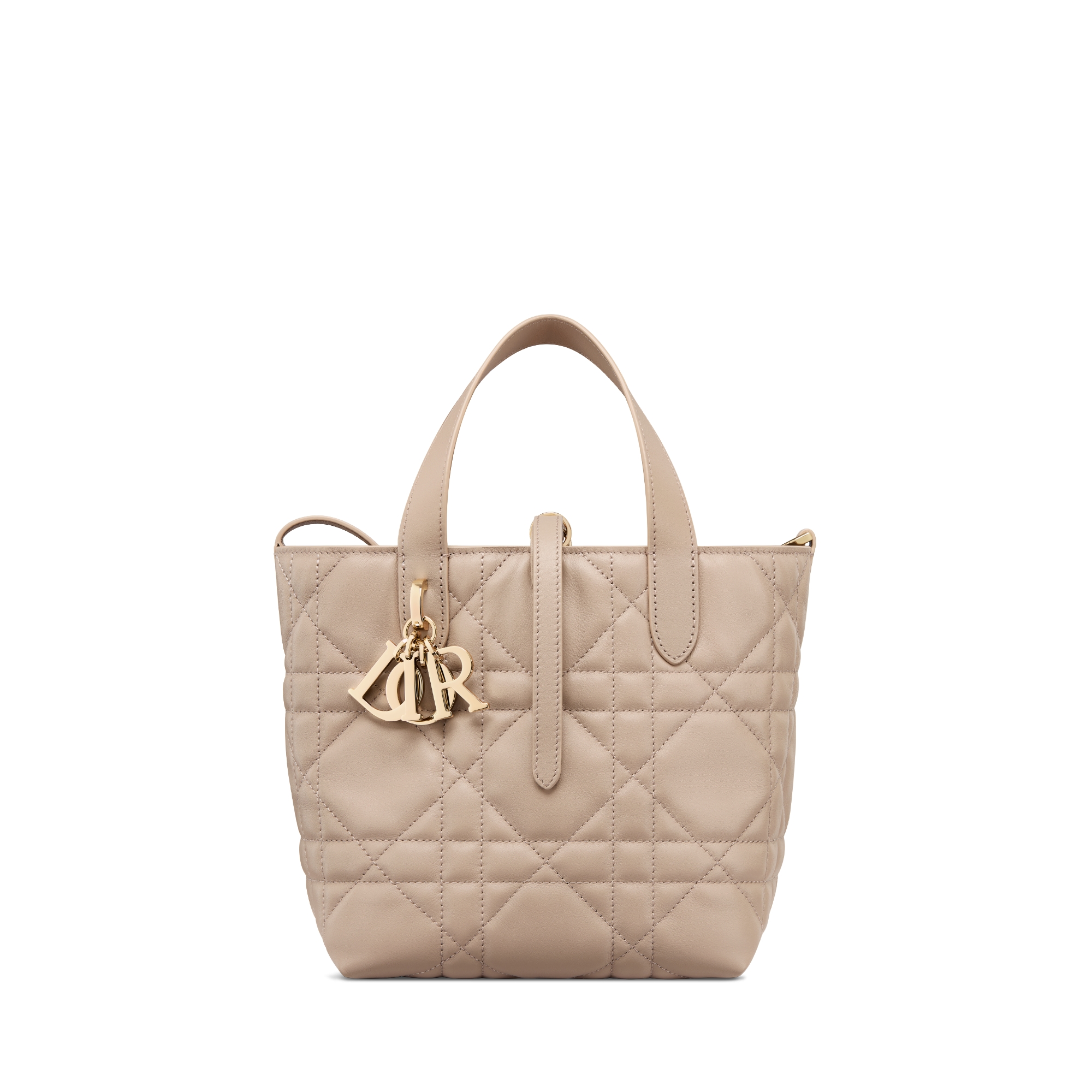 Small Dior Toujours Vertical Tote Bag Desert Taupe Macrocannage Calfskin E01