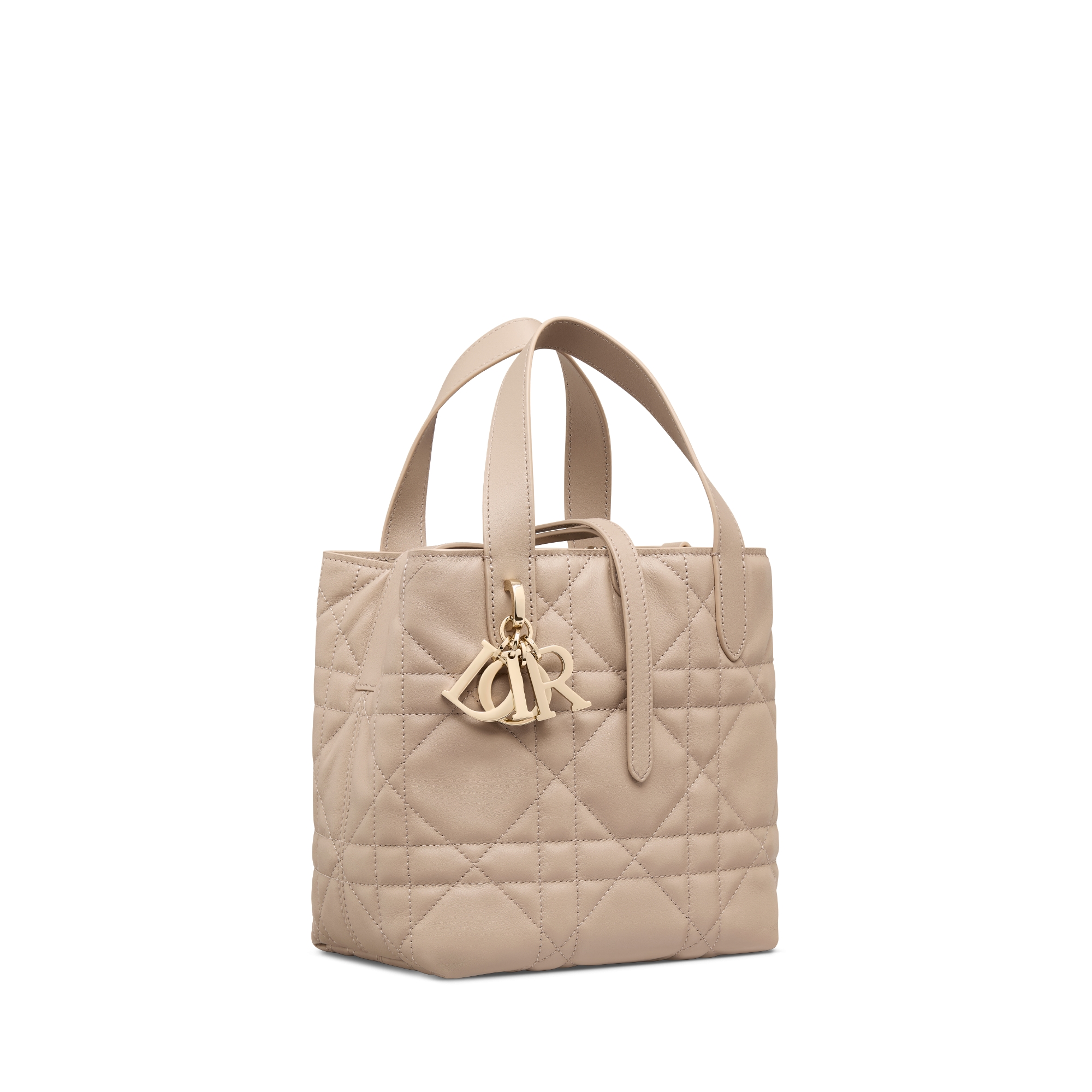 Small Dior Toujours Vertical Tote Bag Desert Taupe Macrocannage Calfskin E03