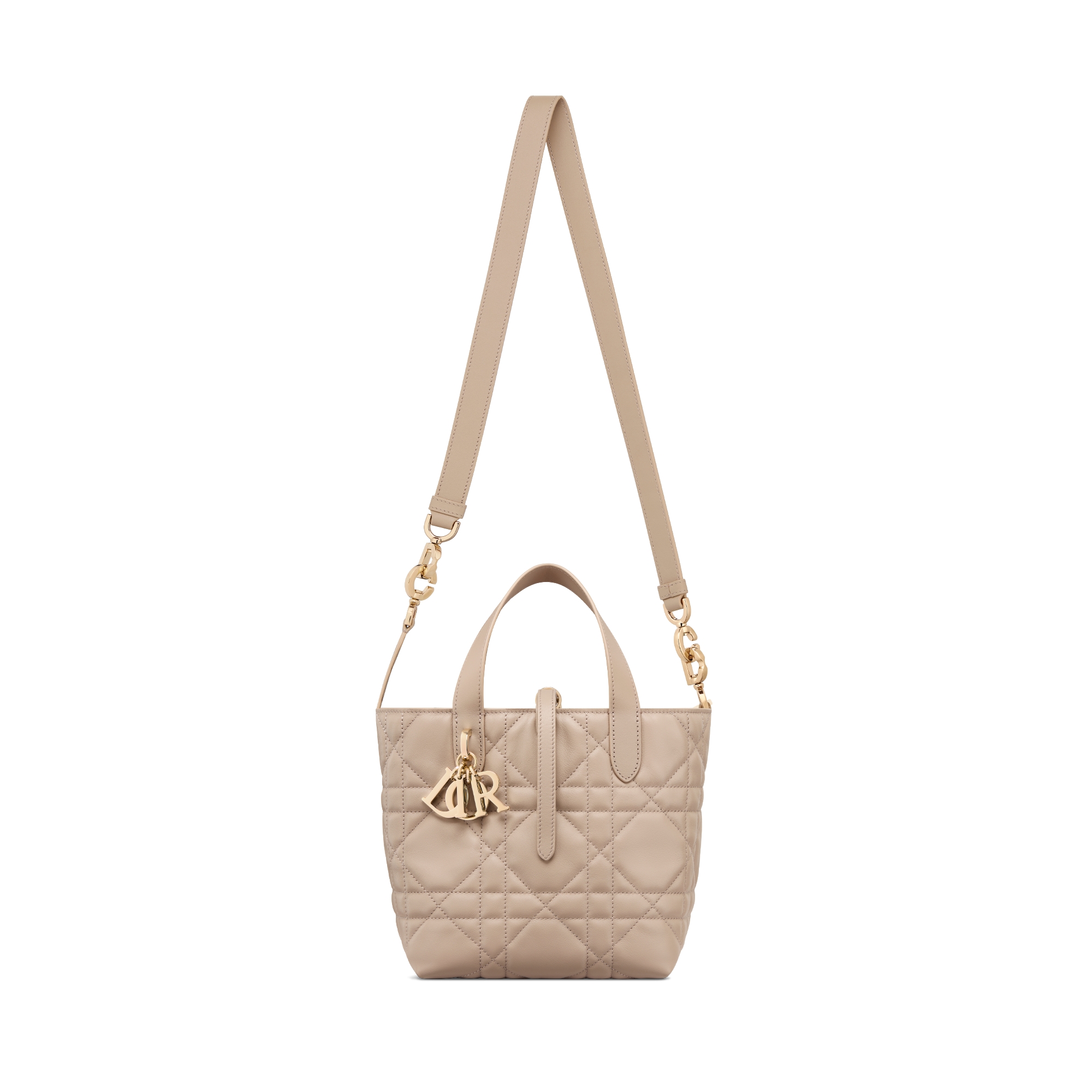Small Dior Toujours Vertical Tote Bag Desert Taupe Macrocannage Calfskin E07
