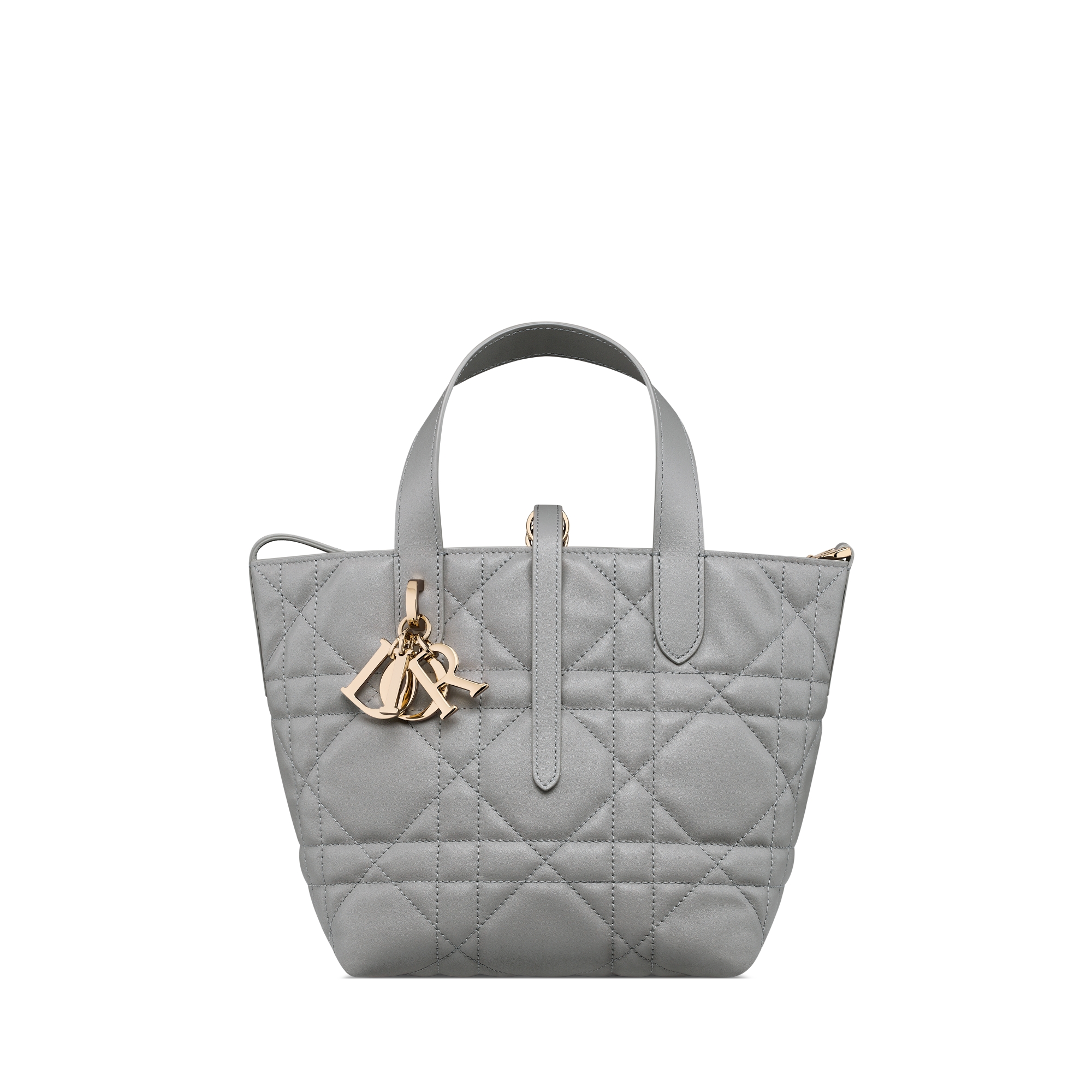 Small Dior Toujours Vertical Tote Bag Anthracite Gray Macrocannage Calfskin E01