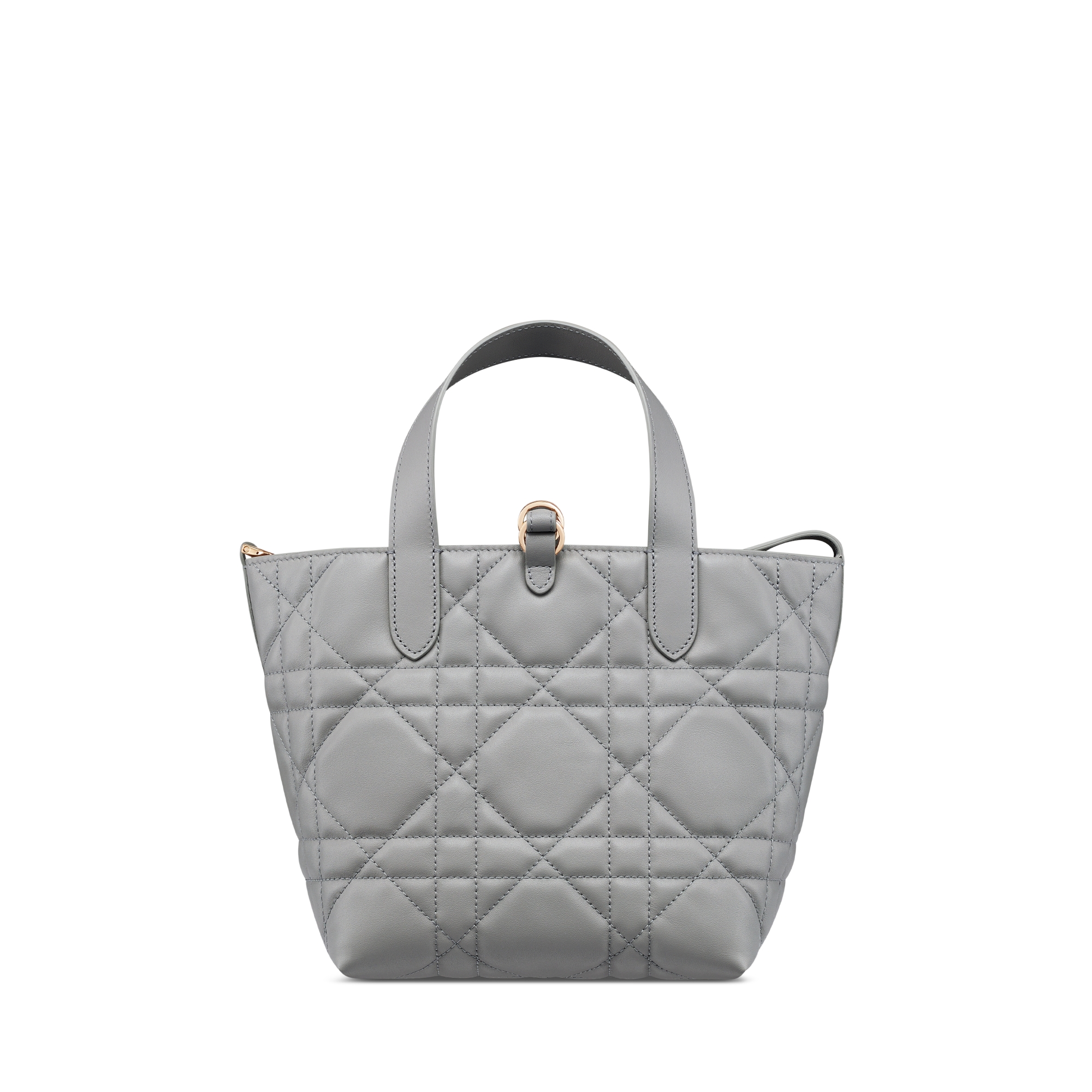 Small Dior Toujours Vertical Tote Bag Anthracite Gray Macrocannage Calfskin E08