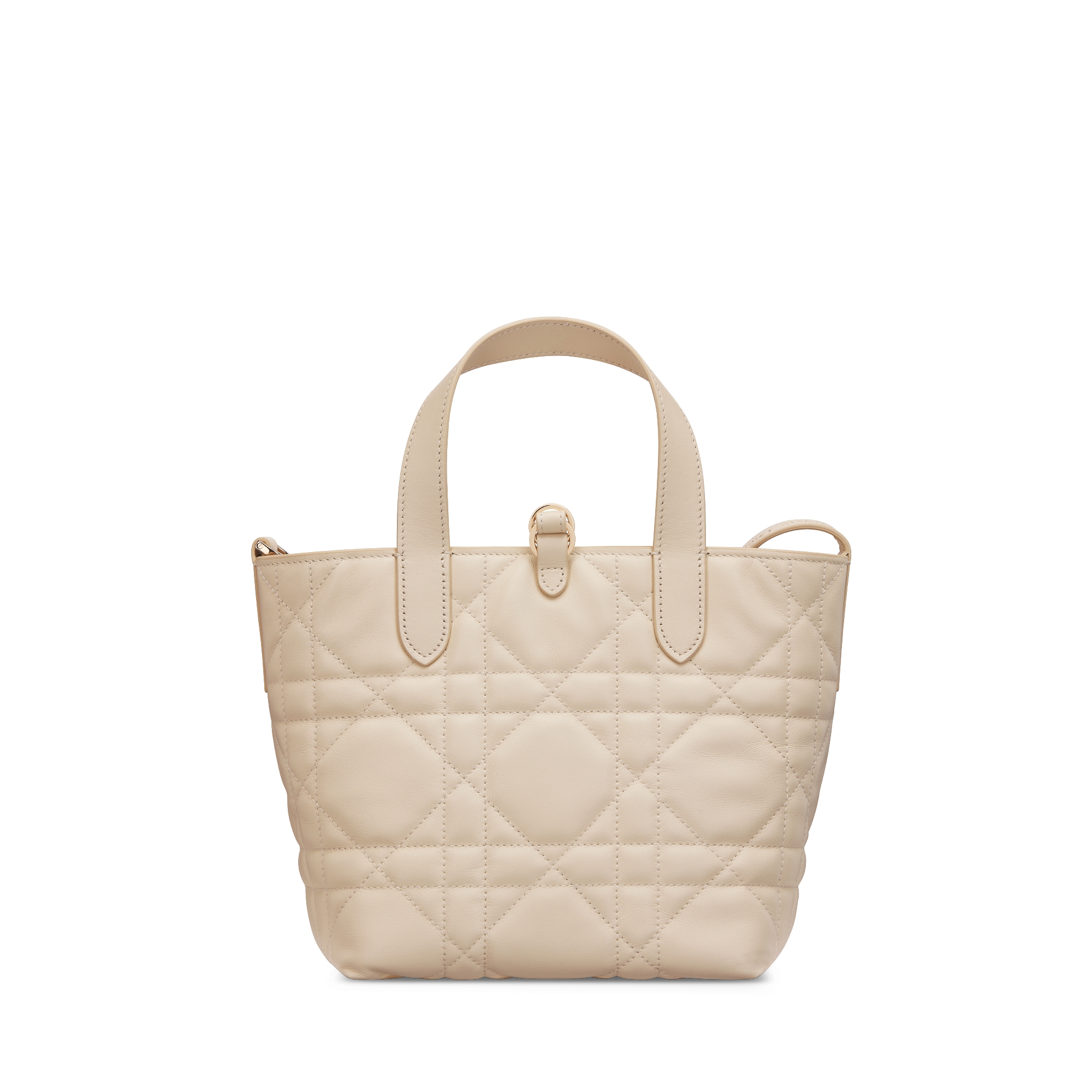 Small Dior Toujours Vertical Tote Bag Light Ivory Macrocannage Calfskin E08
