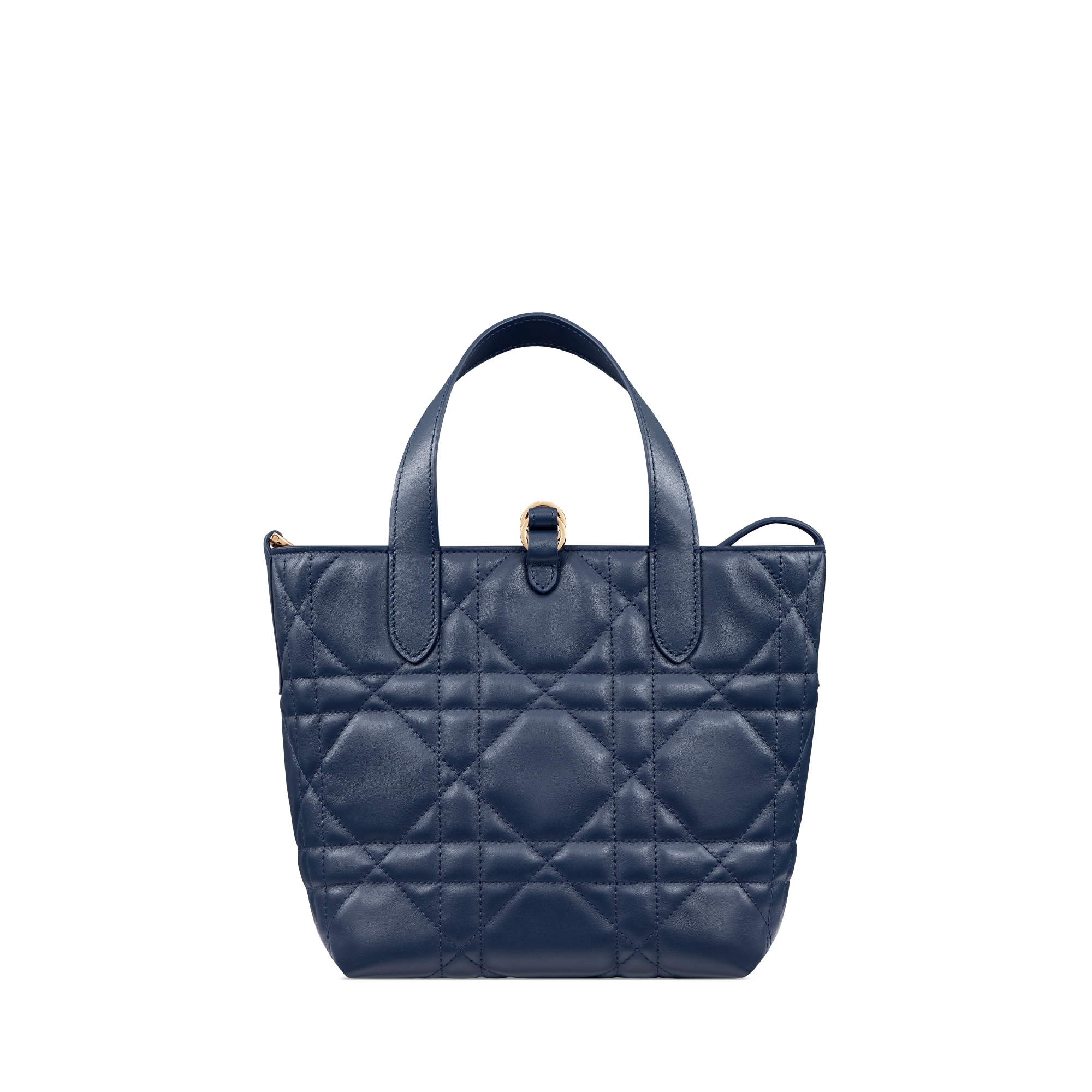 Kleine Dior Toujours Tote Bag im Hochformat Macrocannage Kalbsleder in sattem Ozeanblau E08