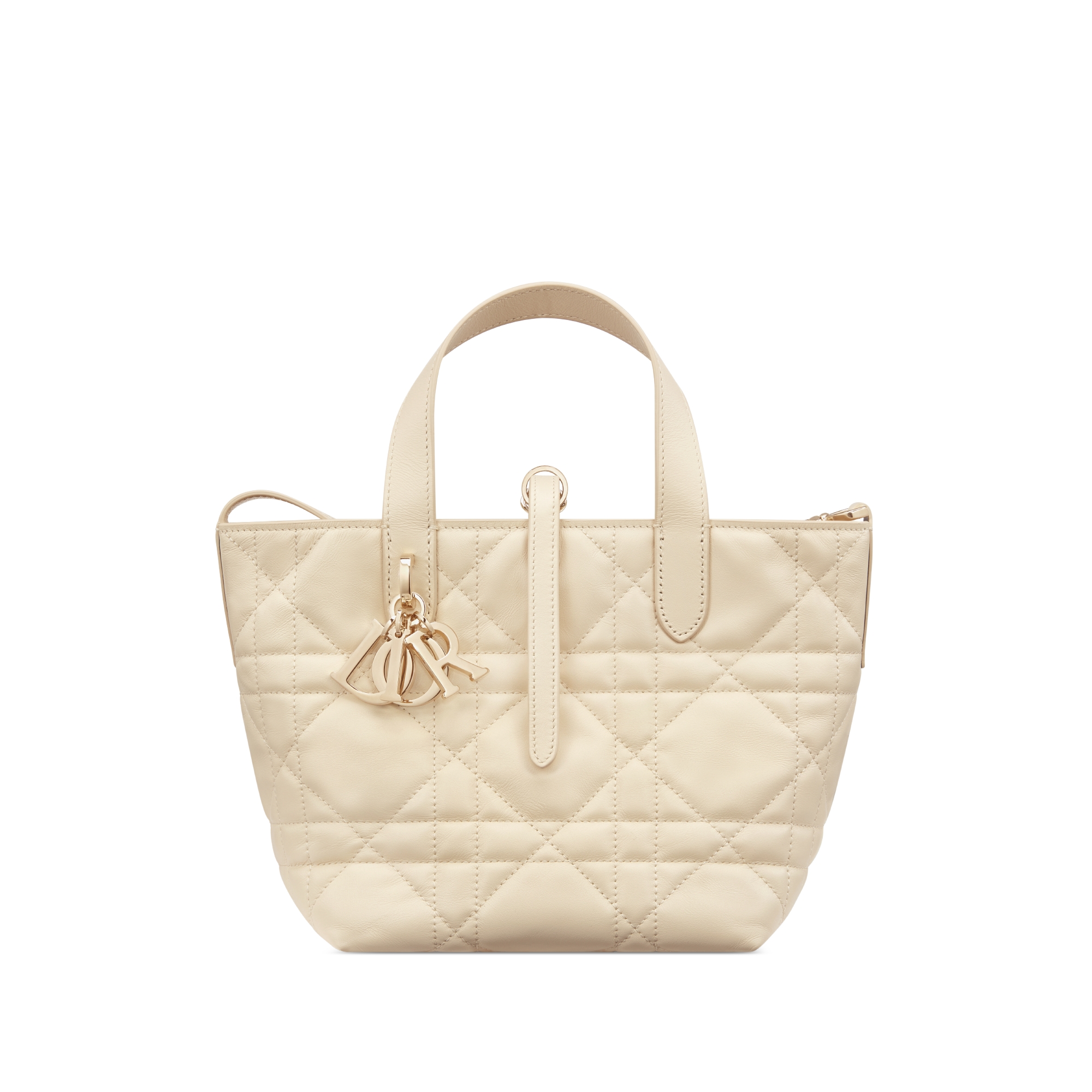 Small Dior Toujours Vertical Tote Bag Light Beige Macrocannage Calfskin E01