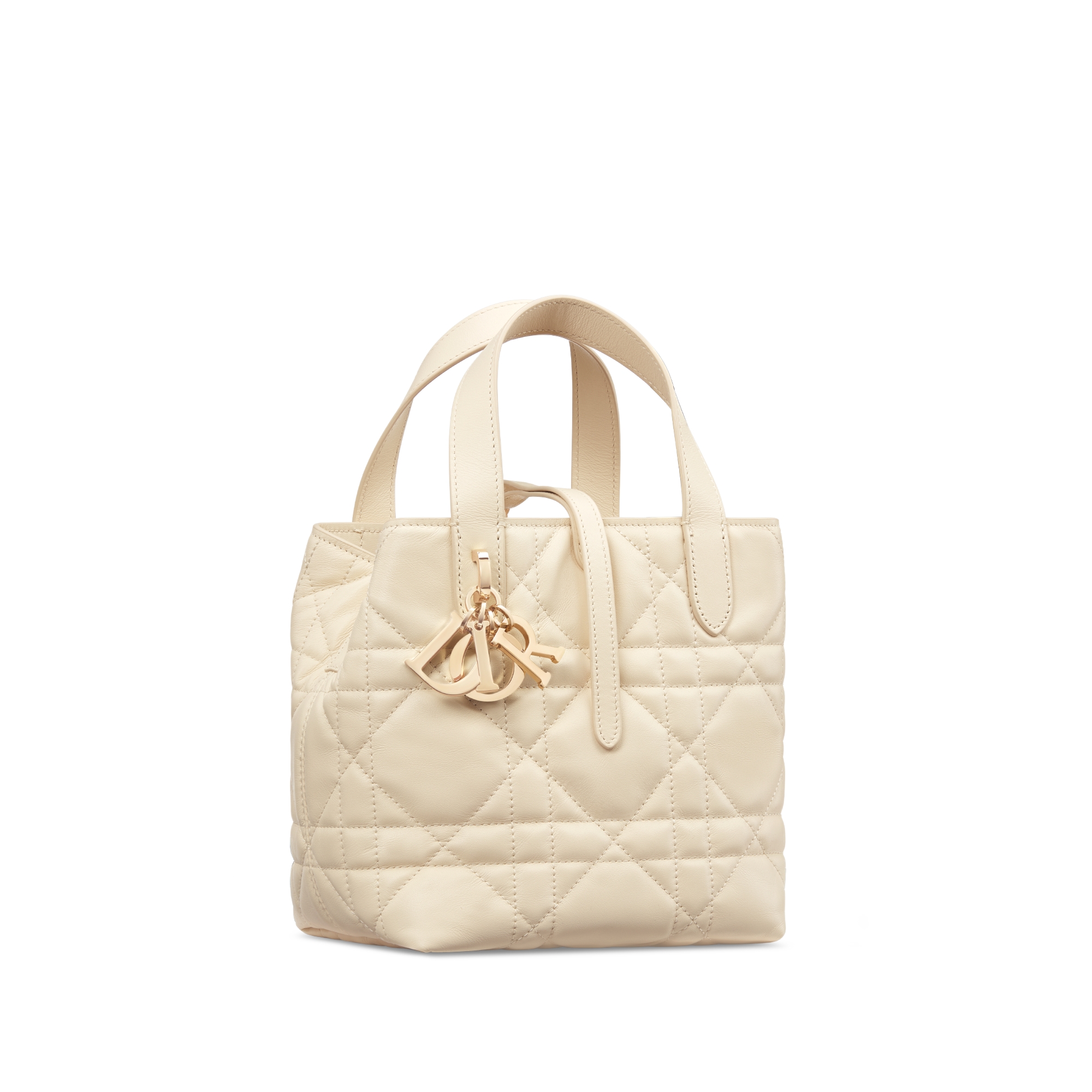 Small Dior Toujours Vertical Tote Bag Light Beige Macrocannage Calfskin E03