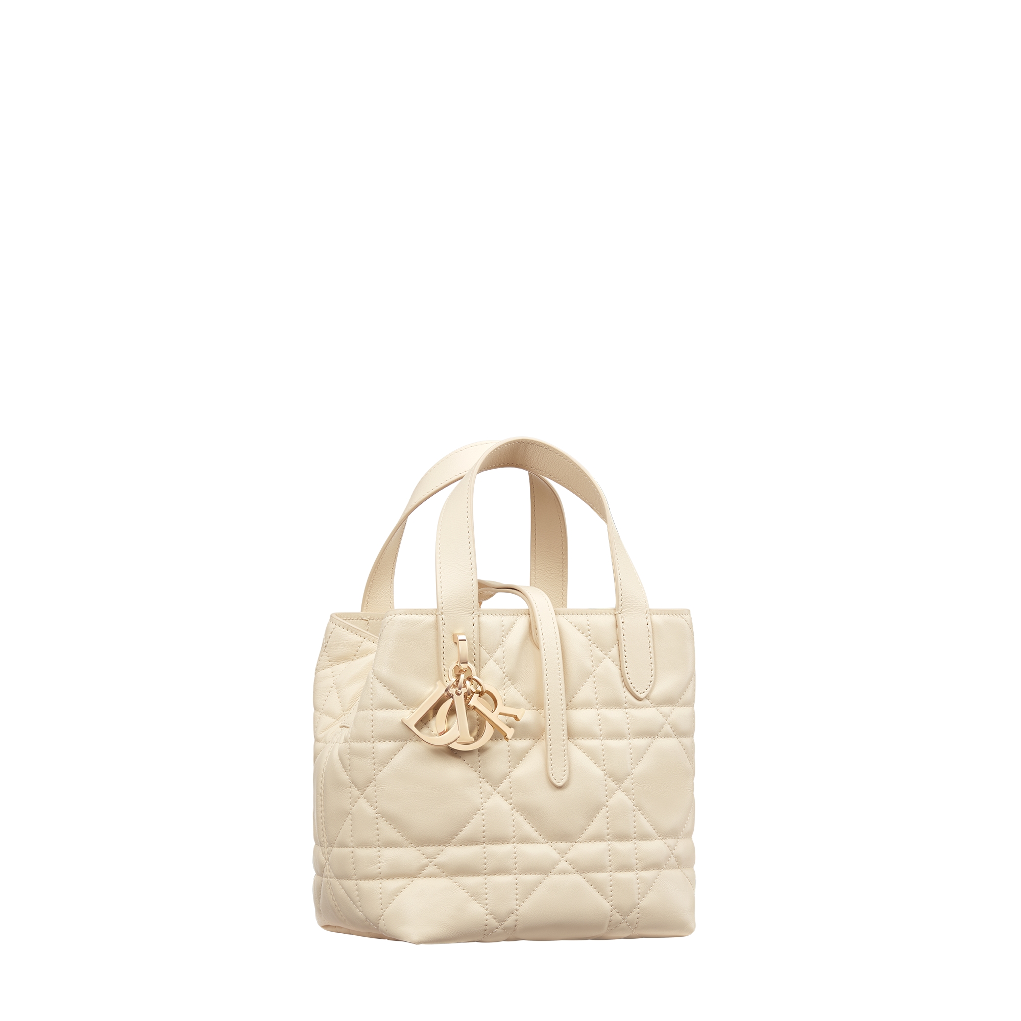  淺米色大型藤格紋圖案小牛皮