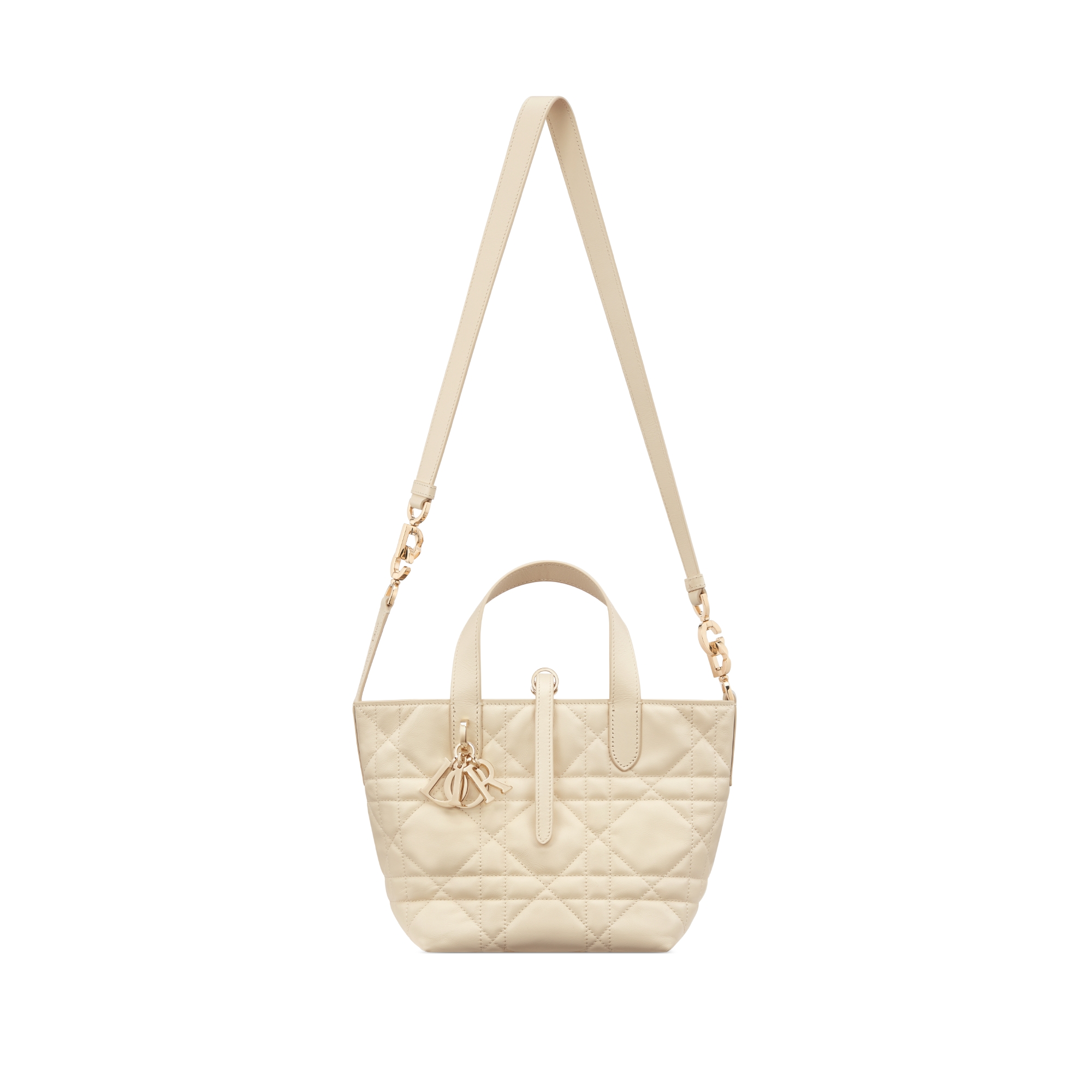 Small Dior Toujours Vertical Tote Bag Light Beige Macrocannage Calfskin E07