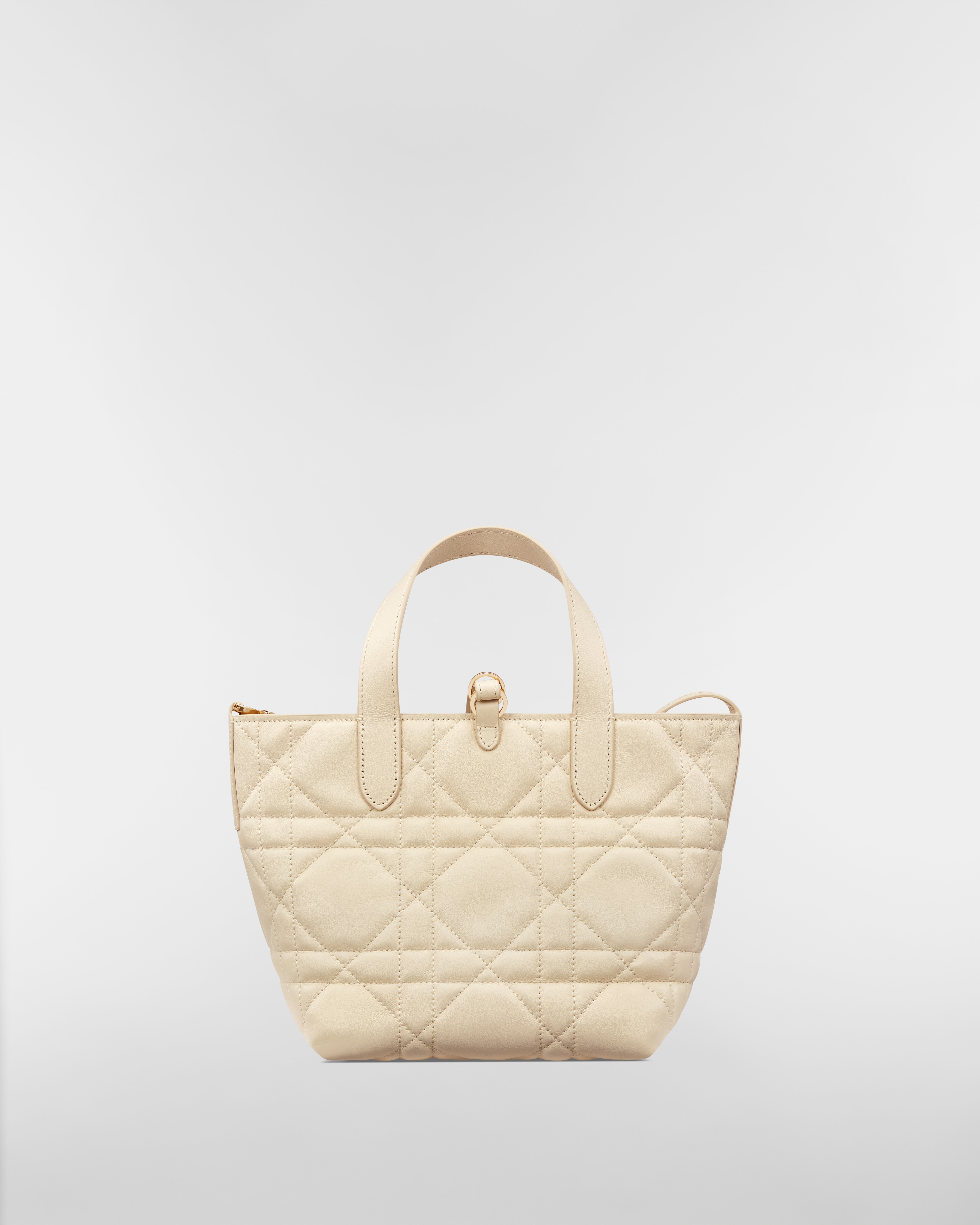 Small Dior Toujours Vertical Tote Bag Light Beige Macrocannage Calfskin E08