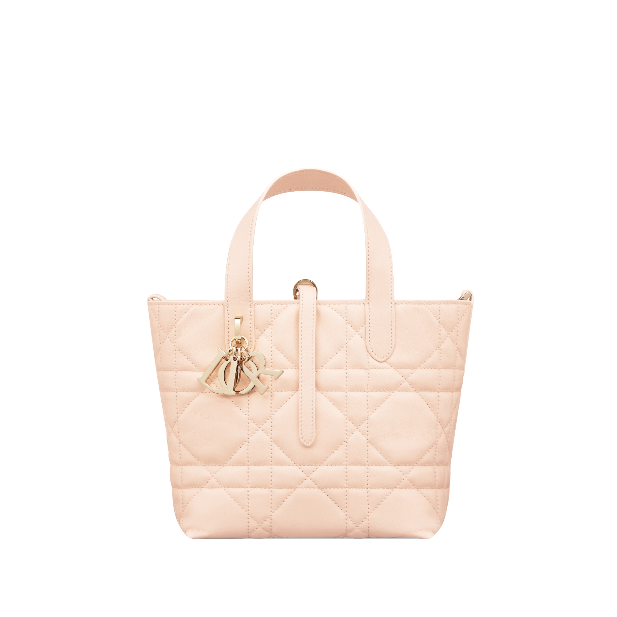 Small Dior Toujours Vertical Tote Bag Sandstone Pink Macrocannage Calfskin E01