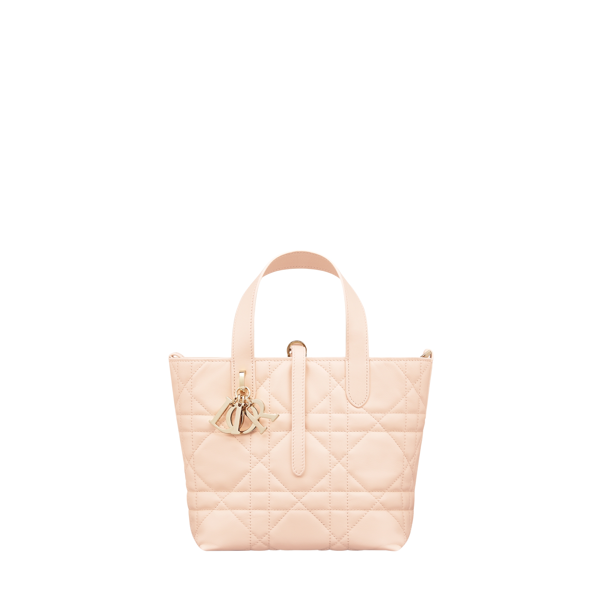 Small Dior Toujours Vertical Tote Bag Sandstone Pink Macrocannage Calfskin E01