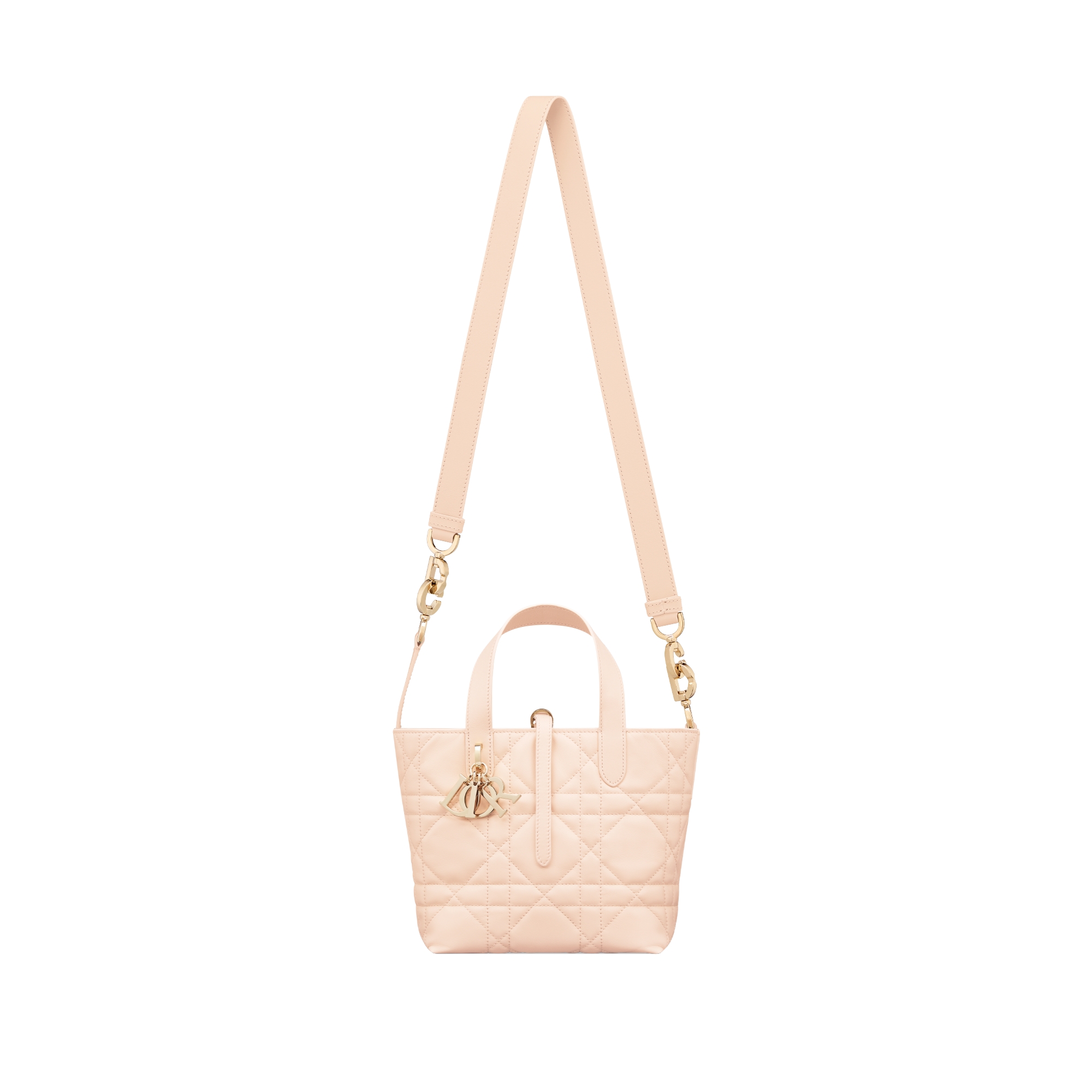 Small Dior Toujours Vertical Tote Bag Sandstone Pink Macrocannage Calfskin E07